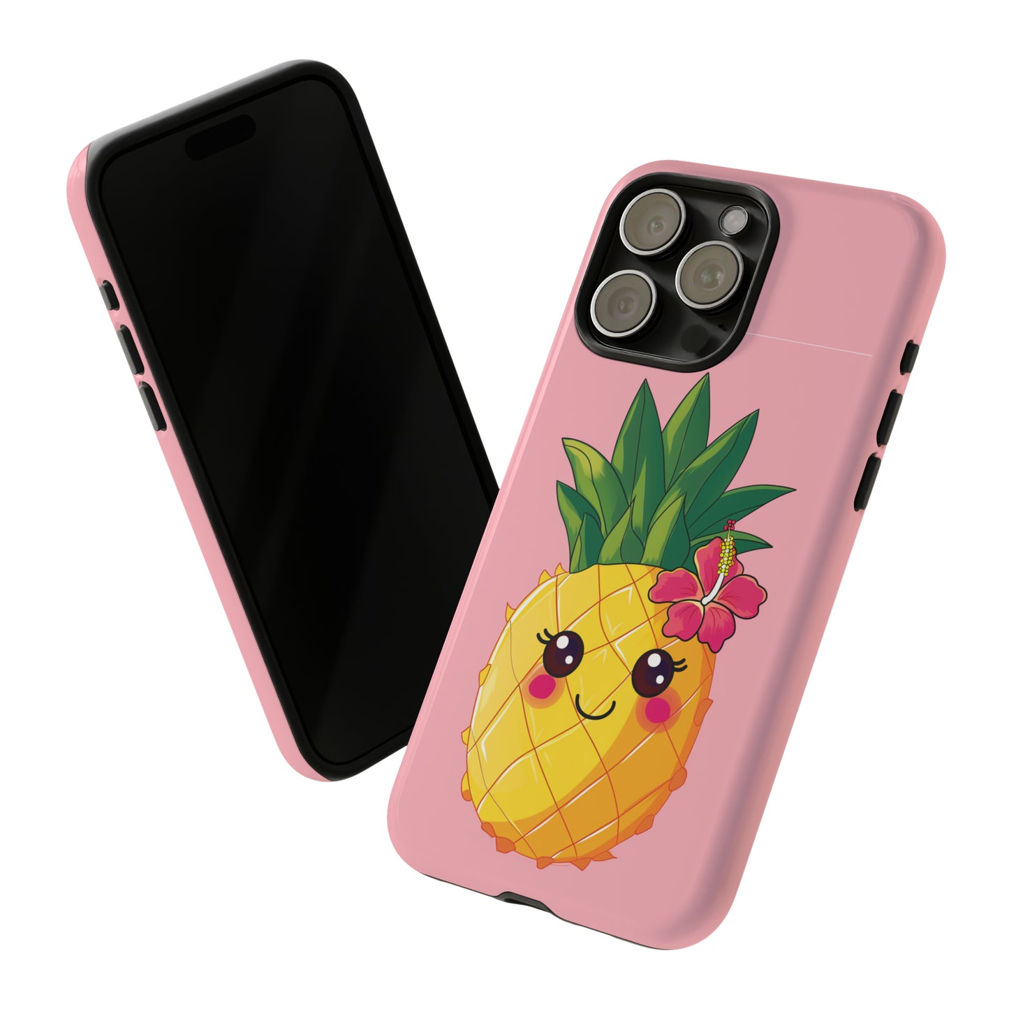 Cute Pineapple Hawaiian Phone Case, Tropical, Hibiscus, Wireless Compatible, Protective Cell Phone Case for iPhone, Samsung, Pixel phones