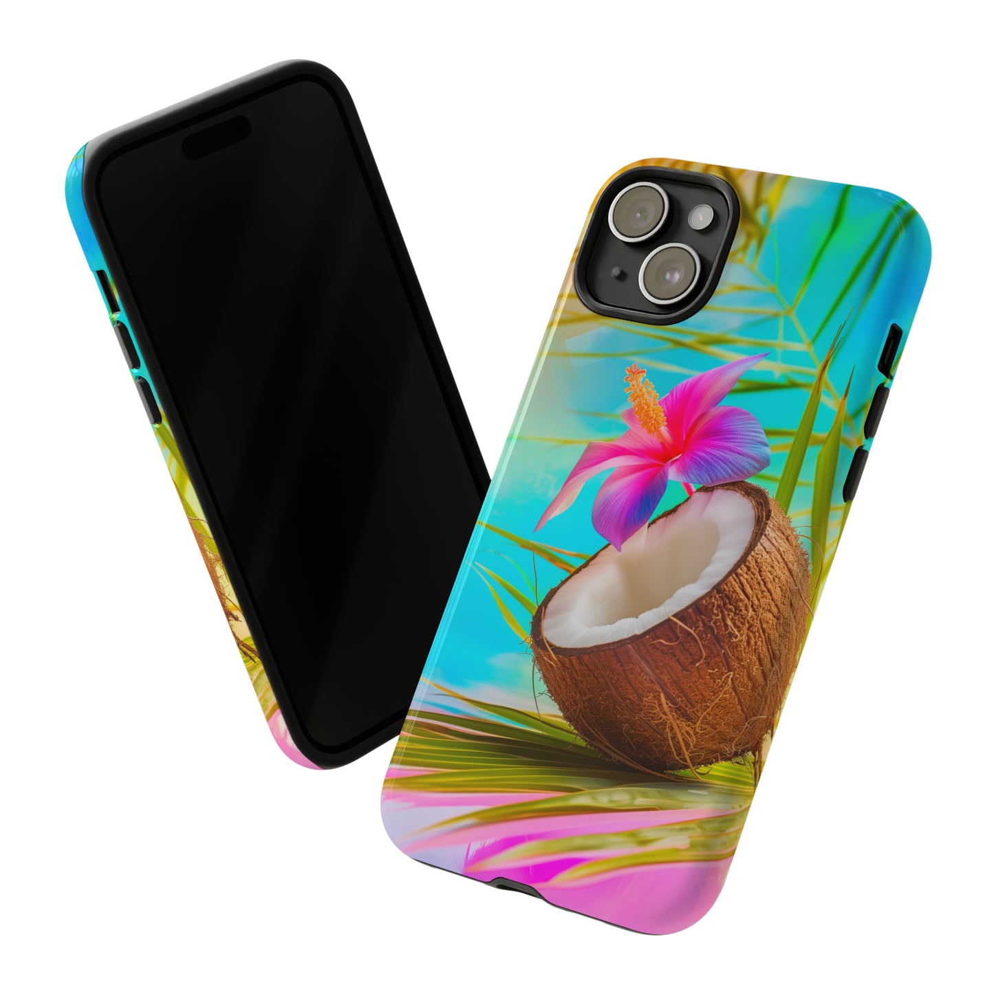 Coconut Colorful Hawaiian Tropical Phone Case, 808, Island Tropics, Wireless Compatible, Protective Cell Phone Case iPhone, Samsung, Pixel