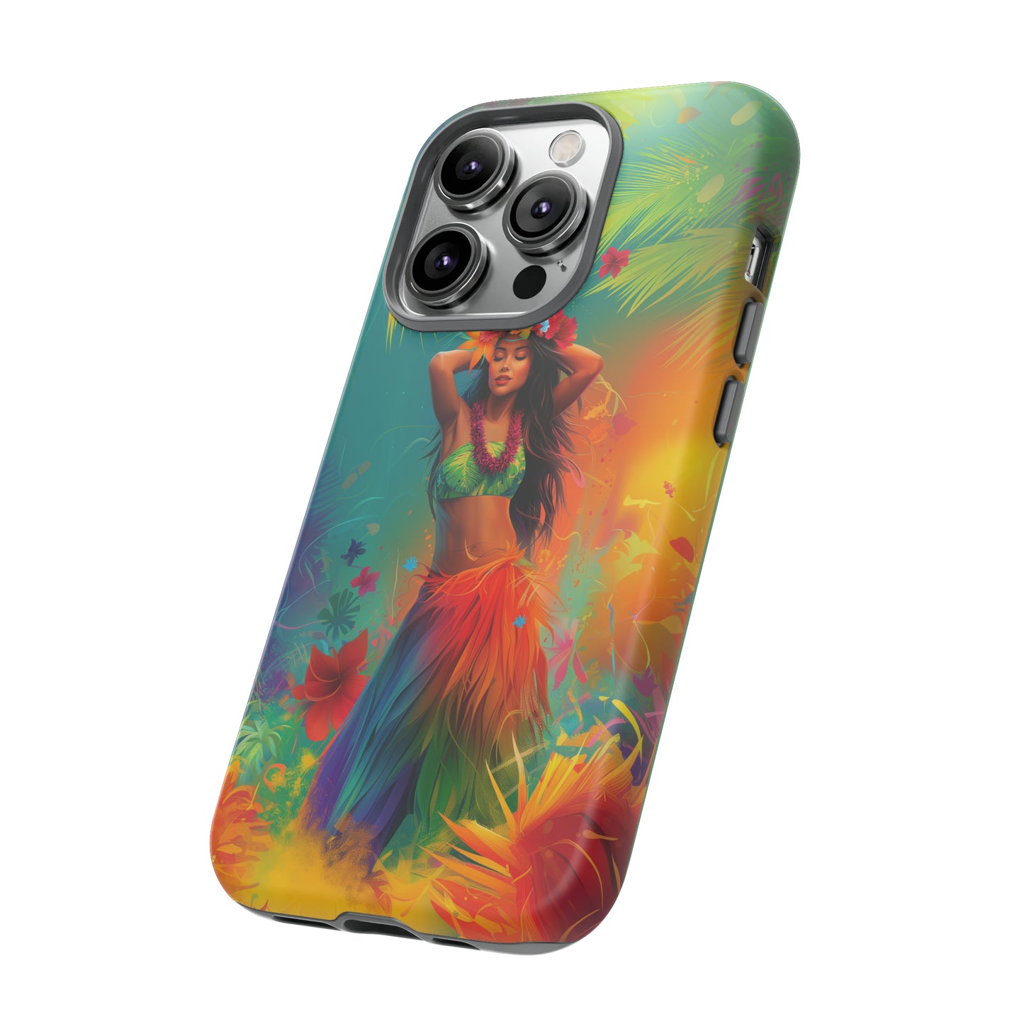 Hula Girl Hawaiian Phone Case, Tropical, Hibiscus, Wireless Compatible, Protective Cell Phone Case for iPhone, Samsung, Pixel phones
