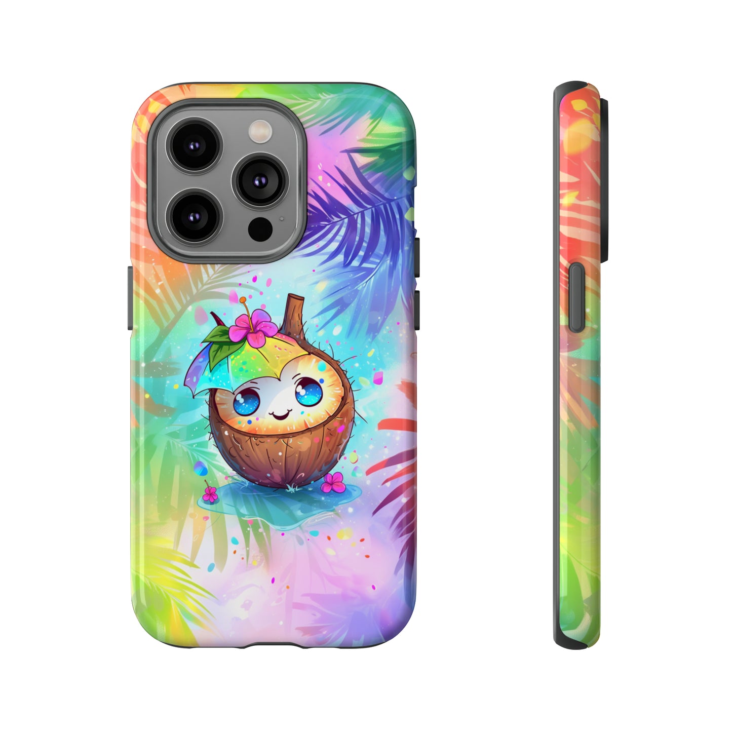 Cute Anime Coconut Hawaiian Tropical Phone Case, 808, Island Tropics, Wireless Compatible, Protective Cell Phone Case iPhone, Samsung, Pixel