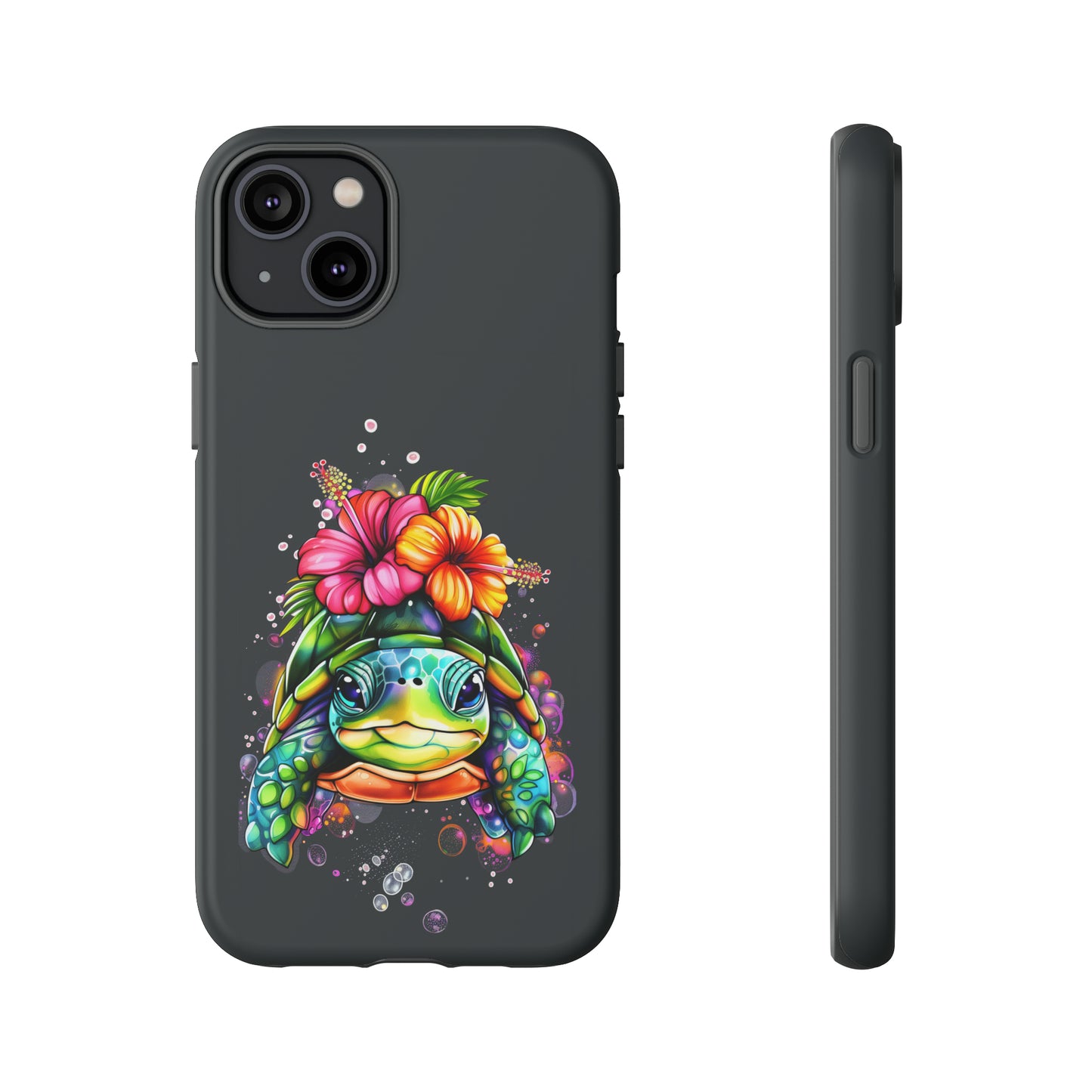 Color Splash Turtle Hawaiian Phone Case, Tropical, Hibiscus, Wireless Compatible, Protective Cell Phone Case for iPhone, Samsung, Pixel