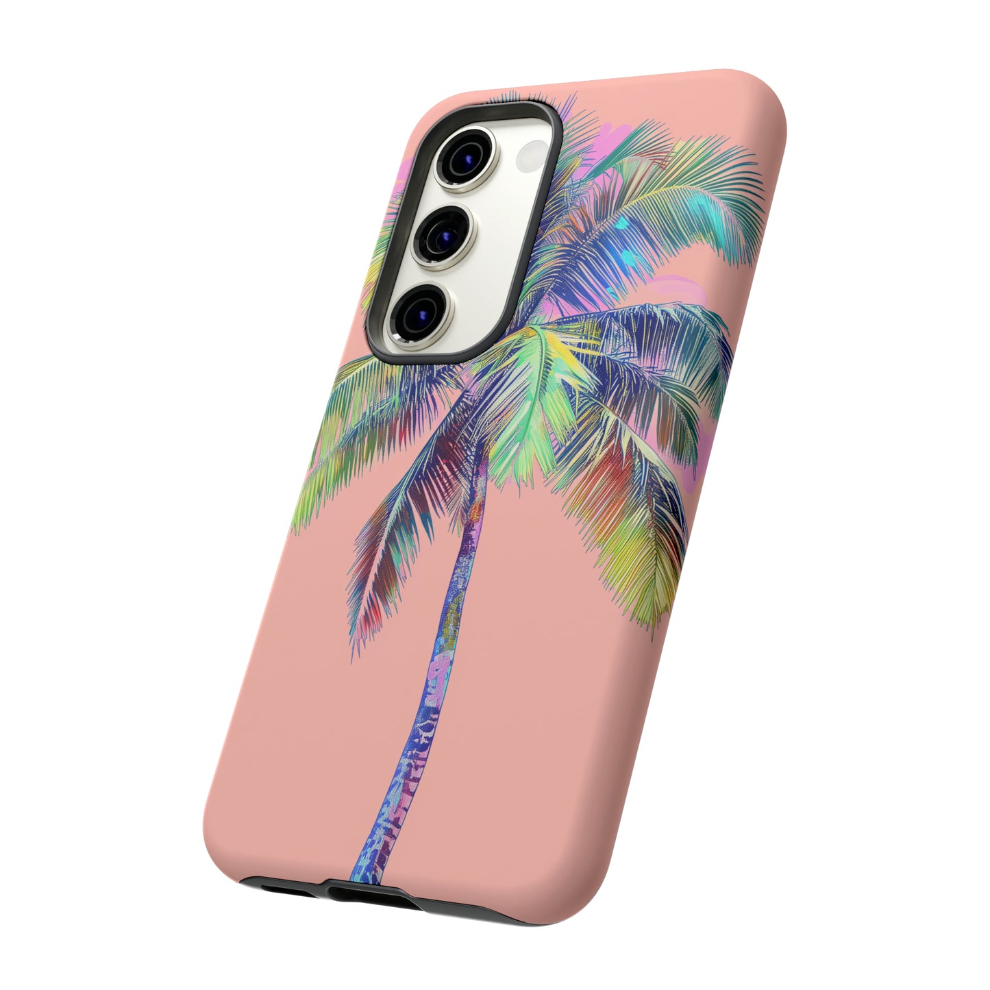 Pink Palm Tree Hawaiian Phone Case, Tropical, Hibiscus, Wireless Compatible, Protective Cell Phone Case for iPhone, Samsung, Pixel phones