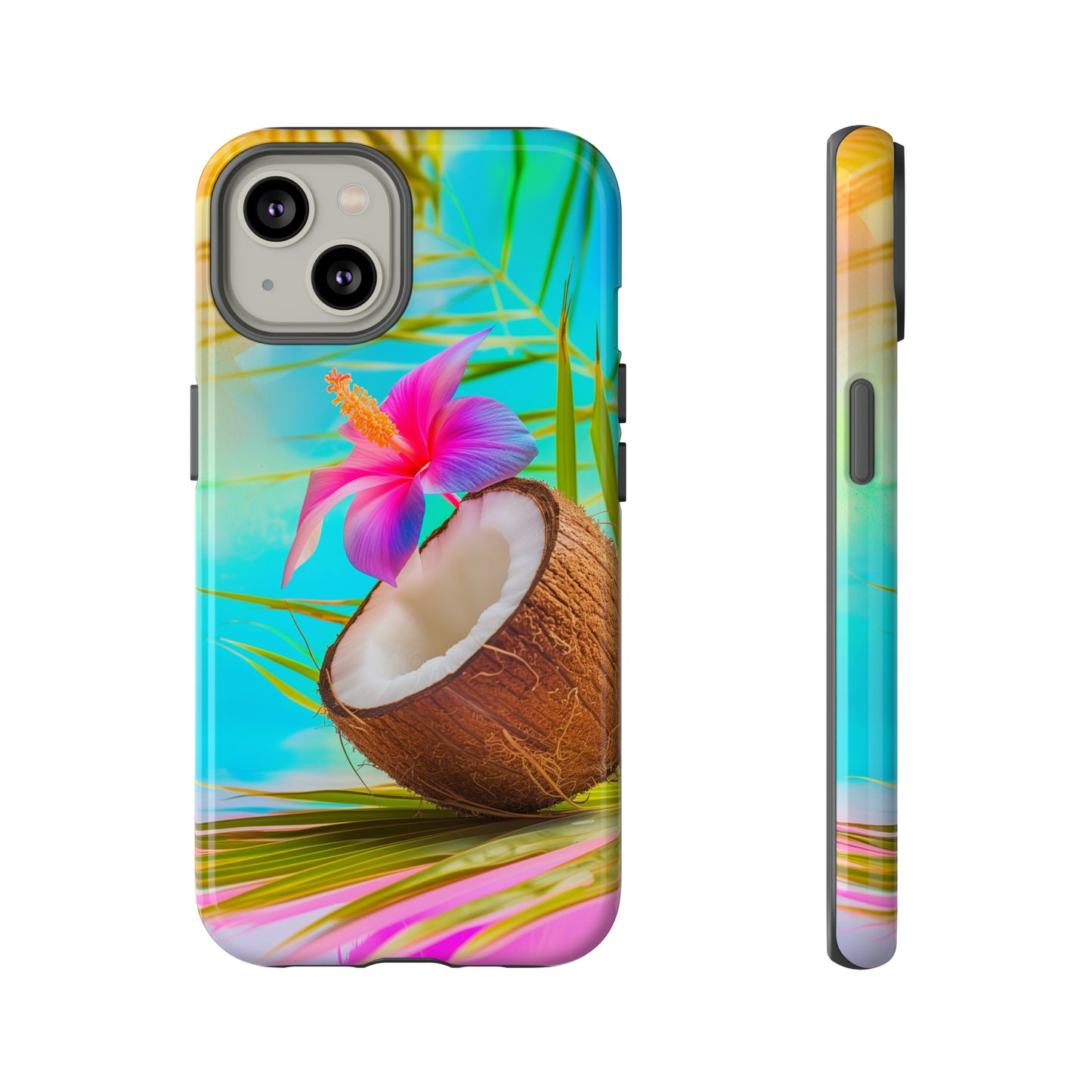 Coconut Colorful Hawaiian Tropical Phone Case, 808, Island Tropics, Wireless Compatible, Protective Cell Phone Case iPhone, Samsung, Pixel