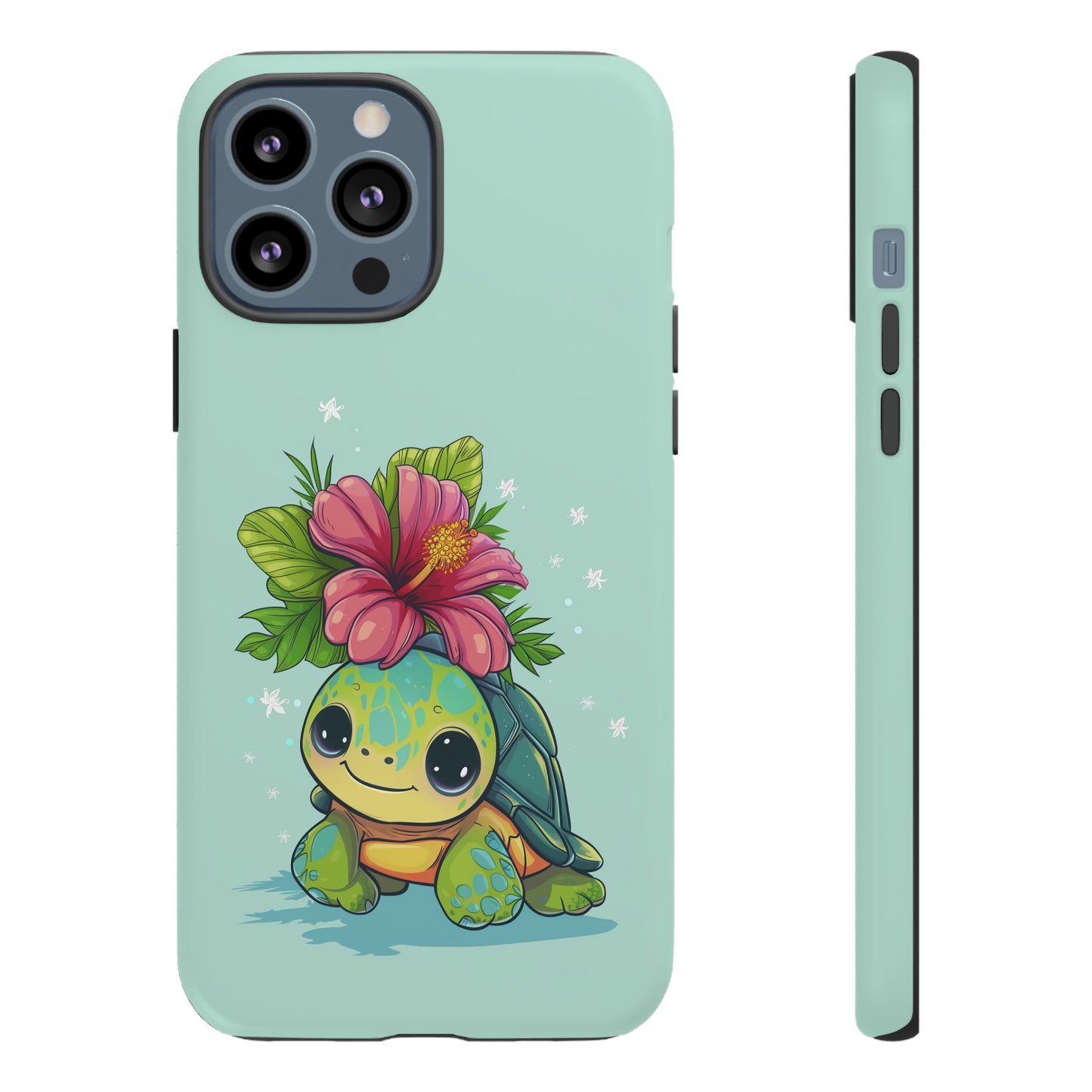 Cute Turtle Hawaiian Phone Case, Tropical, Hibiscus, Wireless Compatible, Protective Cell Phone Case for iPhone, Samsung, Pixel phones