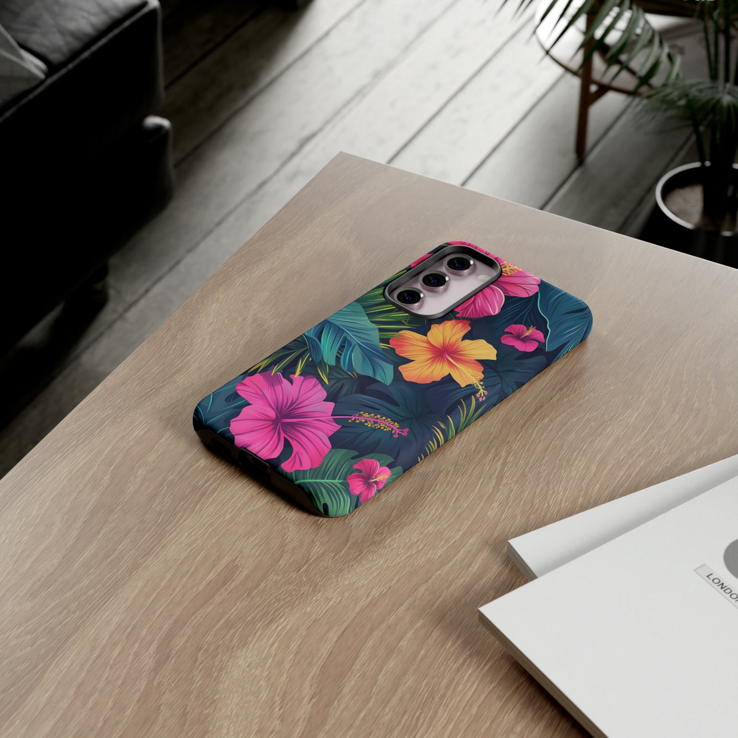 Hibiscus Dark Hawaiian Tropical Phone Case, 808, Island Tropics, Wireless Compatible, Protective Cell Phone Case iPhone, Samsung, Pixel