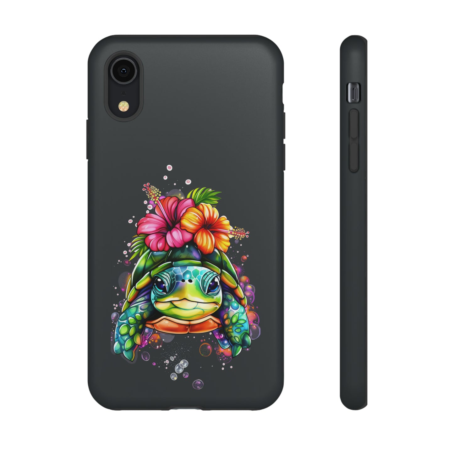 Color Splash Turtle Hawaiian Phone Case, Tropical, Hibiscus, Wireless Compatible, Protective Cell Phone Case for iPhone, Samsung, Pixel