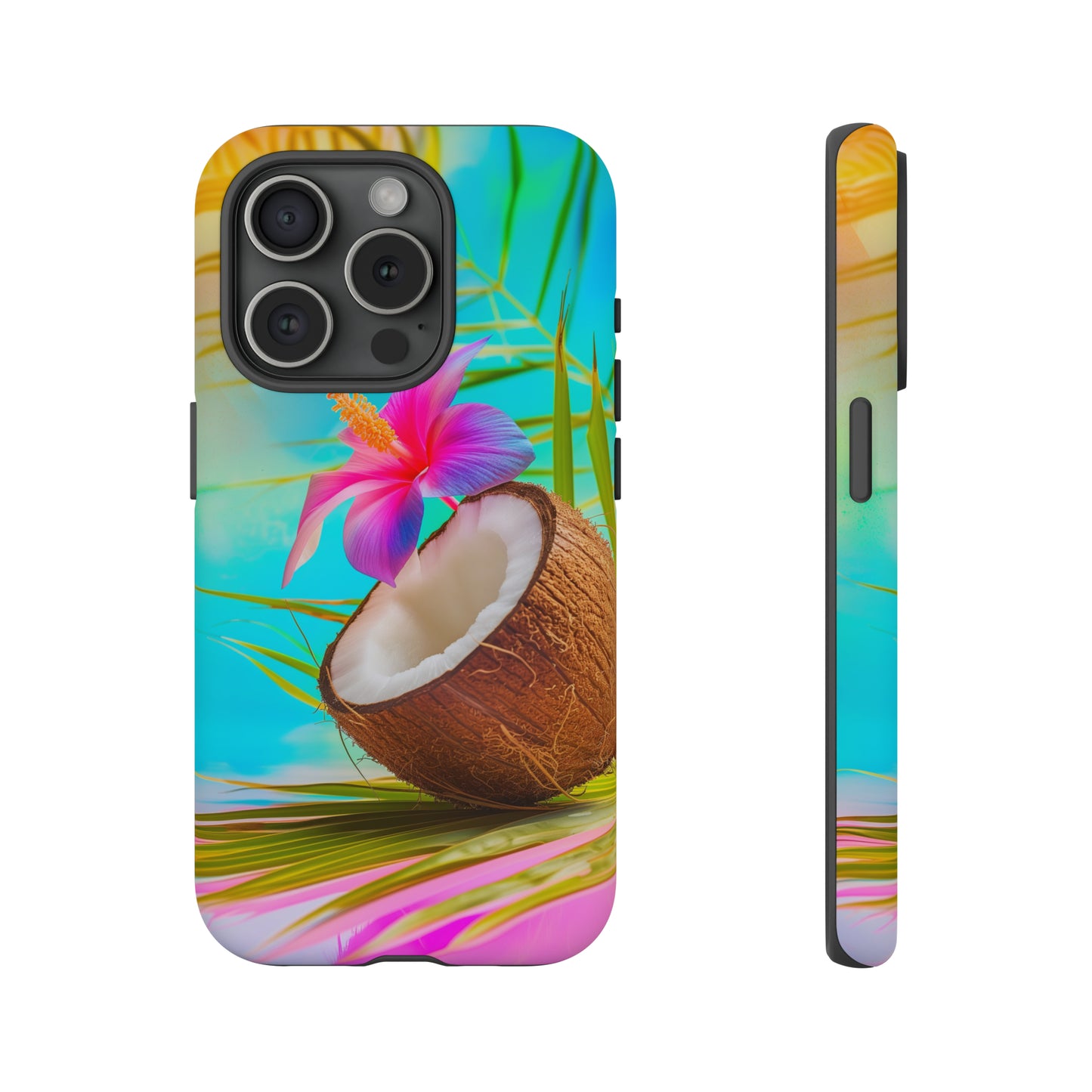 Coconut Colorful Hawaiian Tropical Phone Case, 808, Island Tropics, Wireless Compatible, Protective Cell Phone Case iPhone, Samsung, Pixel