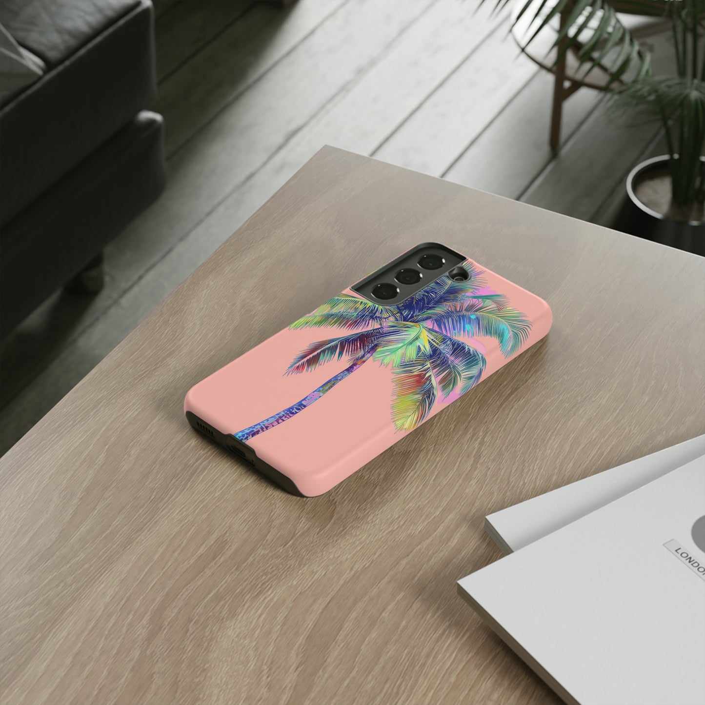 Pink Palm Tree Hawaiian Phone Case, Tropical, Hibiscus, Wireless Compatible, Protective Cell Phone Case for iPhone, Samsung, Pixel phones
