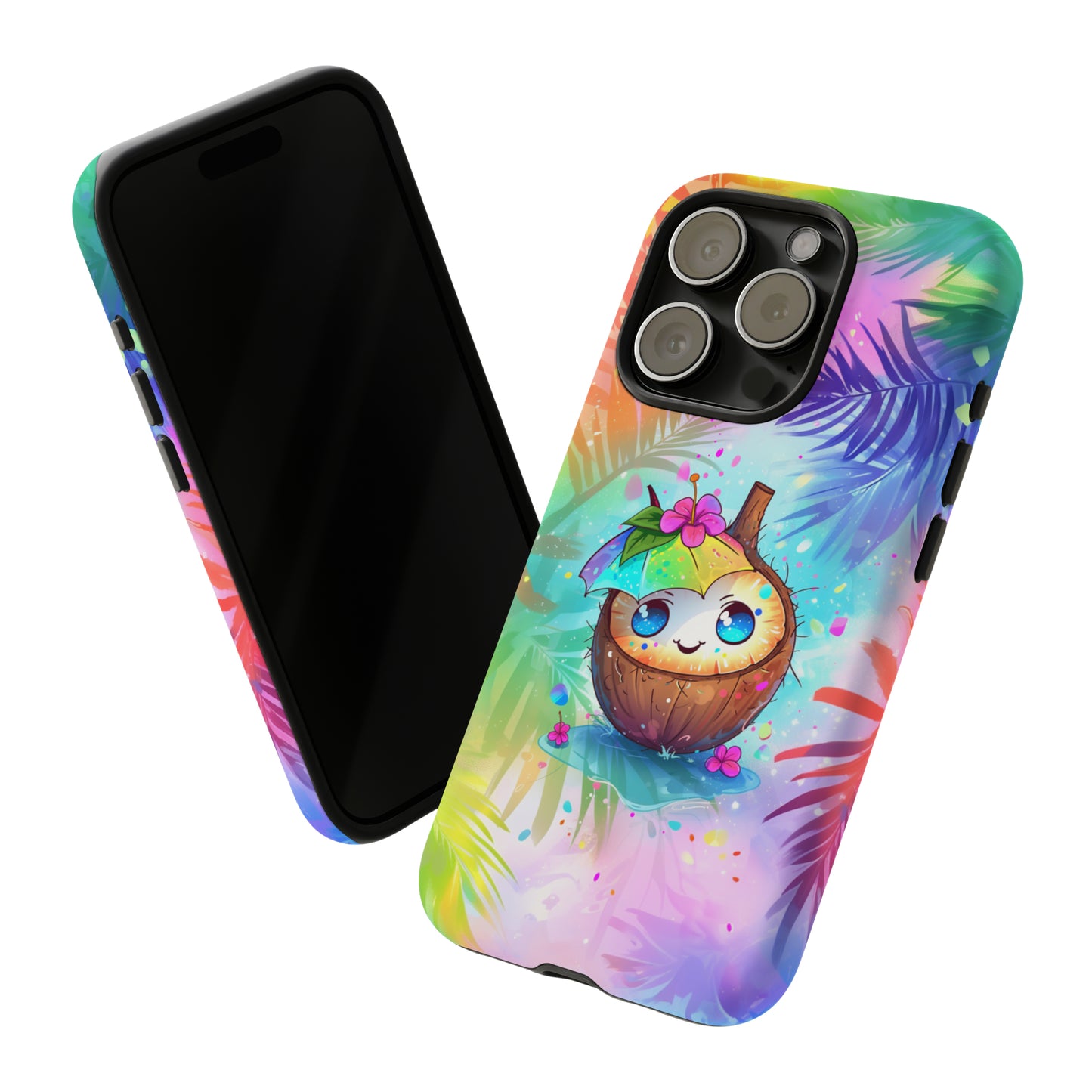 Cute Anime Coconut Hawaiian Tropical Phone Case, 808, Island Tropics, Wireless Compatible, Protective Cell Phone Case iPhone, Samsung, Pixel