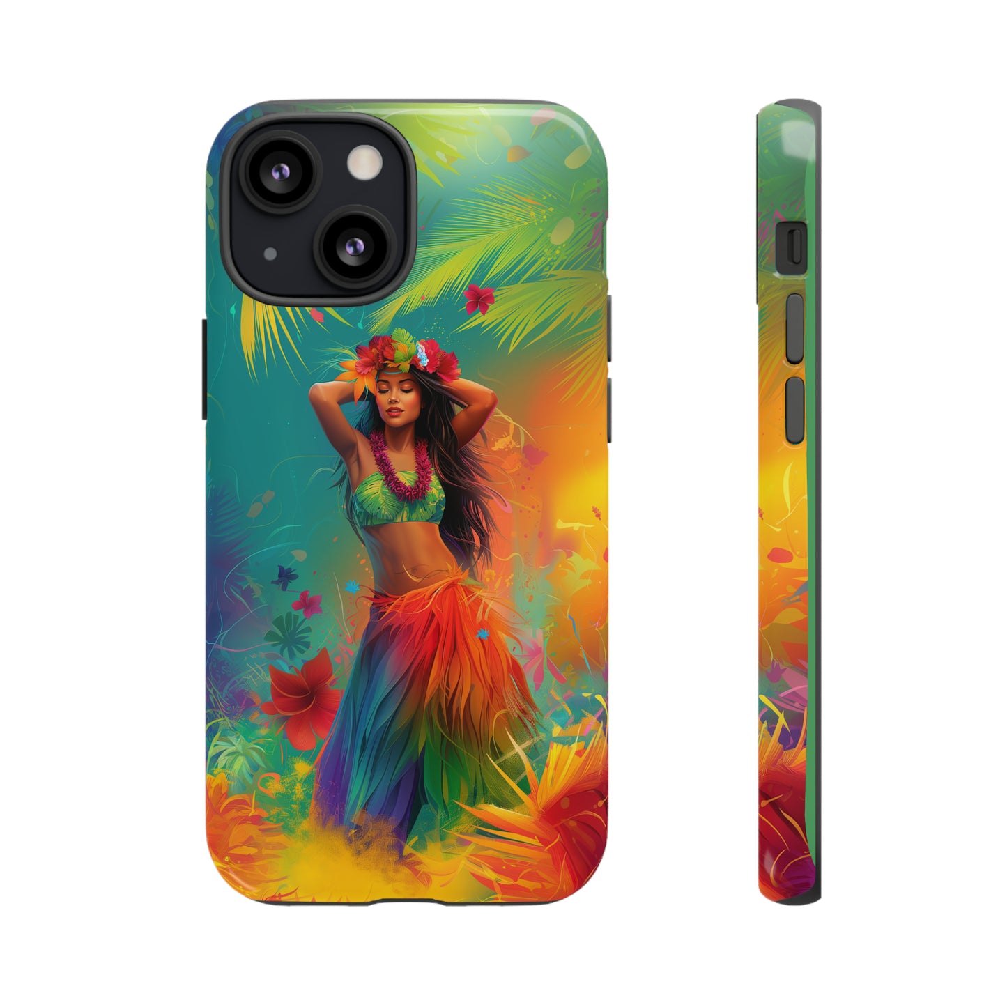 Hula Girl Hawaiian Phone Case, Tropical, Hibiscus, Wireless Compatible, Protective Cell Phone Case for iPhone, Samsung, Pixel phones