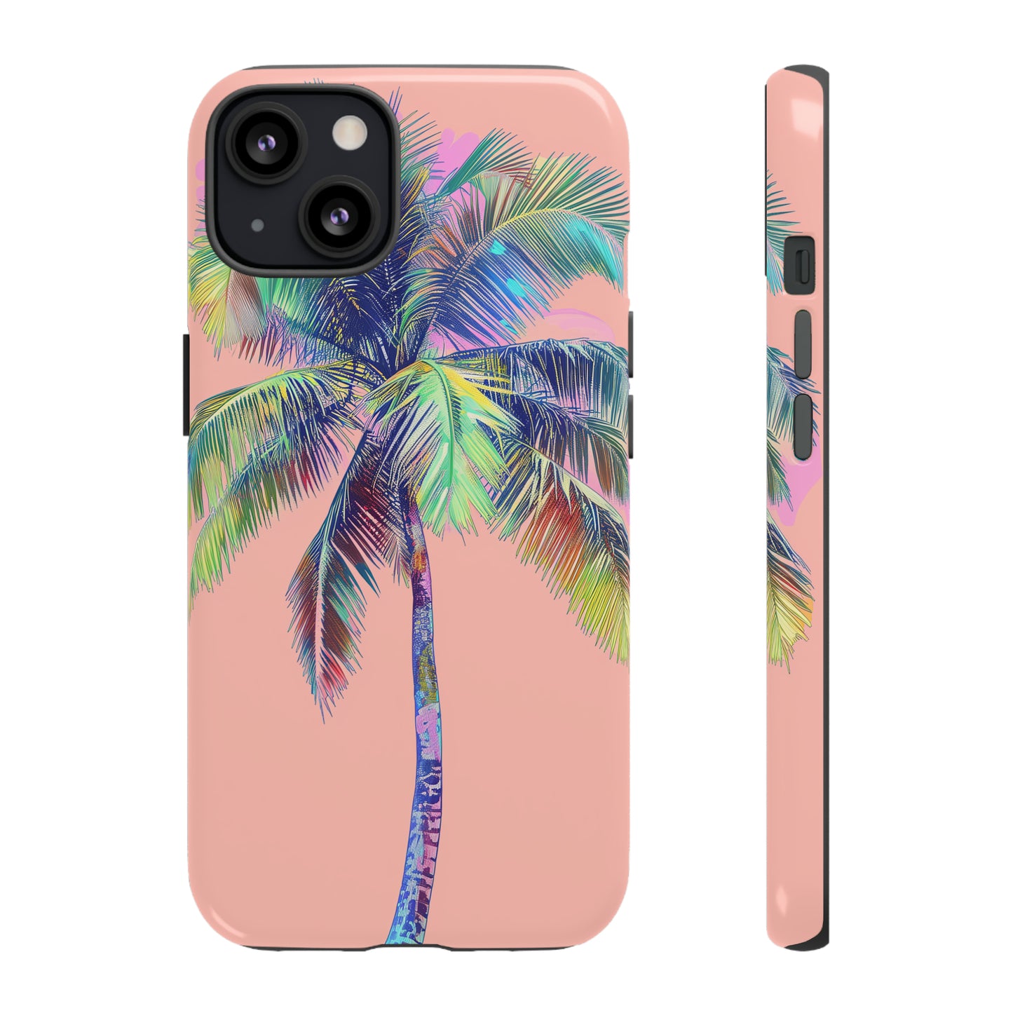 Pink Palm Tree Hawaiian Phone Case, Tropical, Hibiscus, Wireless Compatible, Protective Cell Phone Case for iPhone, Samsung, Pixel phones