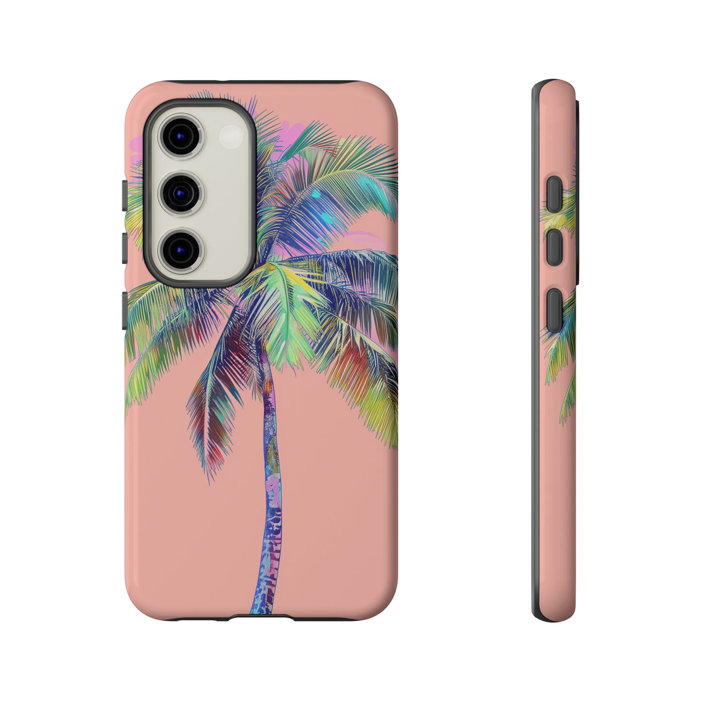Pink Palm Tree Hawaiian Phone Case, Tropical, Hibiscus, Wireless Compatible, Protective Cell Phone Case for iPhone, Samsung, Pixel phones