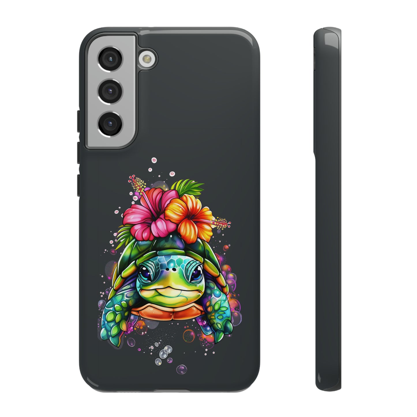 Color Splash Turtle Hawaiian Phone Case, Tropical, Hibiscus, Wireless Compatible, Protective Cell Phone Case for iPhone, Samsung, Pixel
