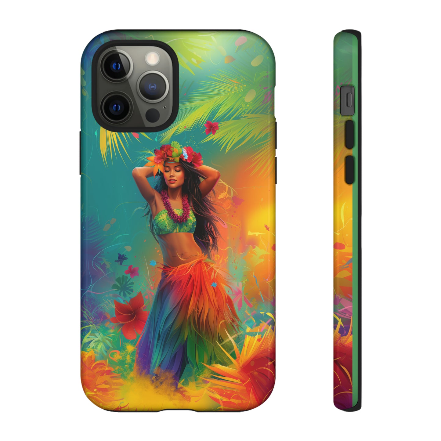 Hula Girl Hawaiian Phone Case, Tropical, Hibiscus, Wireless Compatible, Protective Cell Phone Case for iPhone, Samsung, Pixel phones