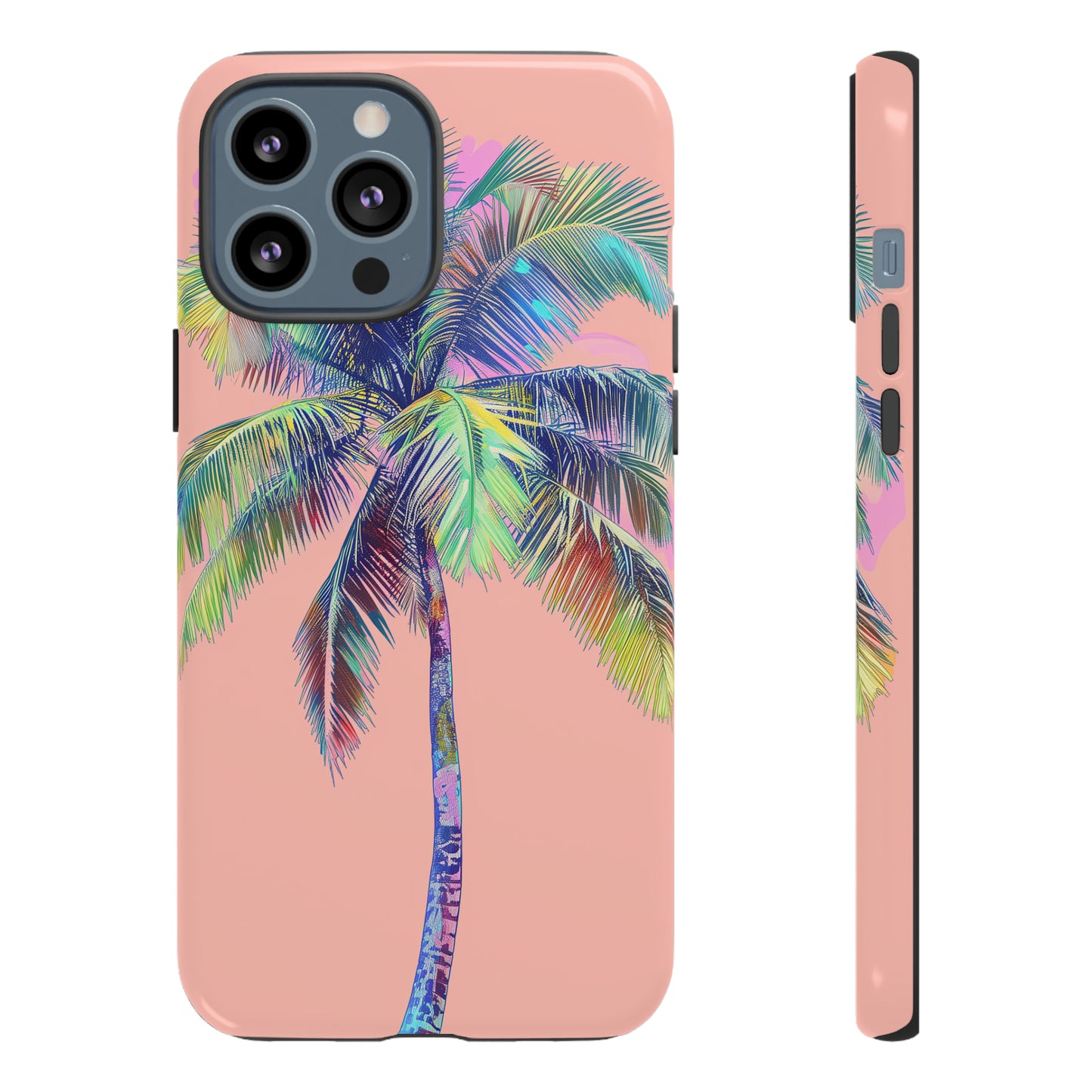 Pink Palm Tree Hawaiian Phone Case, Tropical, Hibiscus, Wireless Compatible, Protective Cell Phone Case for iPhone, Samsung, Pixel phones