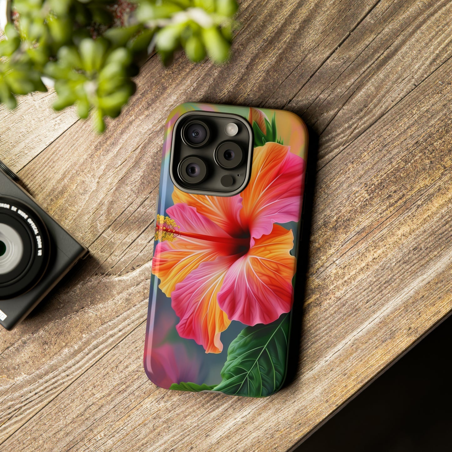 Hibiscus Flower Hawaiian Phone Case, Tropical, Wireless Compatible, Protective Cell Phone Case for iPhone, Samsung, Pixel phones