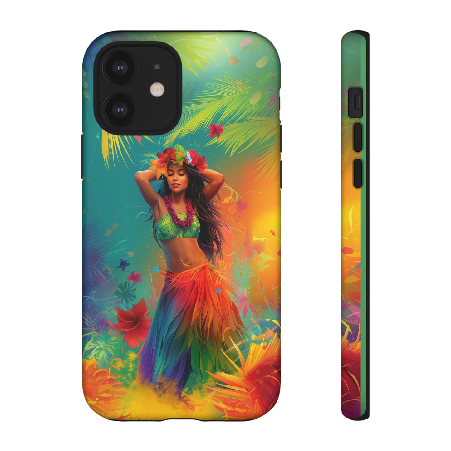 Hula Girl Hawaiian Phone Case, Tropical, Hibiscus, Wireless Compatible, Protective Cell Phone Case for iPhone, Samsung, Pixel phones