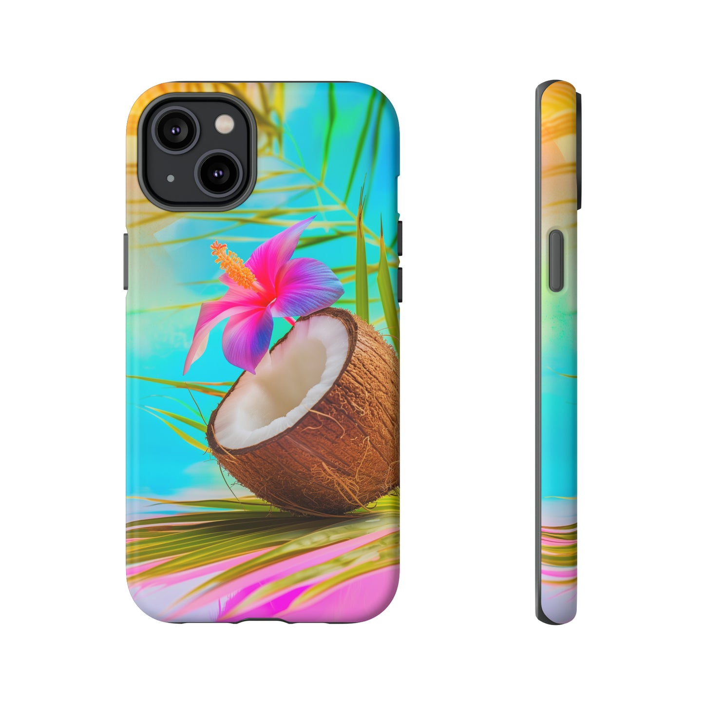 Coconut Colorful Hawaiian Tropical Phone Case, 808, Island Tropics, Wireless Compatible, Protective Cell Phone Case iPhone, Samsung, Pixel