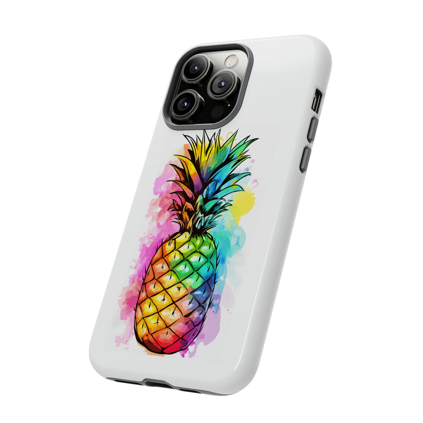 Color Splash Pineapple Hawaiian Phone Case, Tropical, Hibiscus, Wireless Compatible, Protective Cell Phone Case for iPhone, Samsung, Pixel