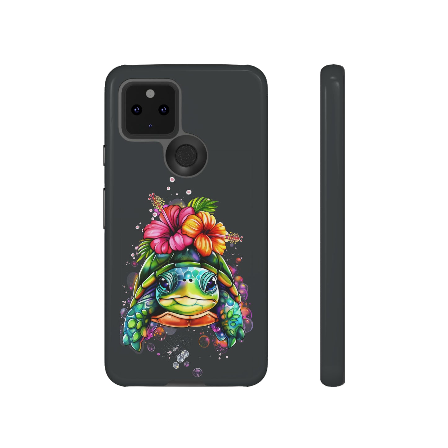 Color Splash Turtle Hawaiian Phone Case, Tropical, Hibiscus, Wireless Compatible, Protective Cell Phone Case for iPhone, Samsung, Pixel