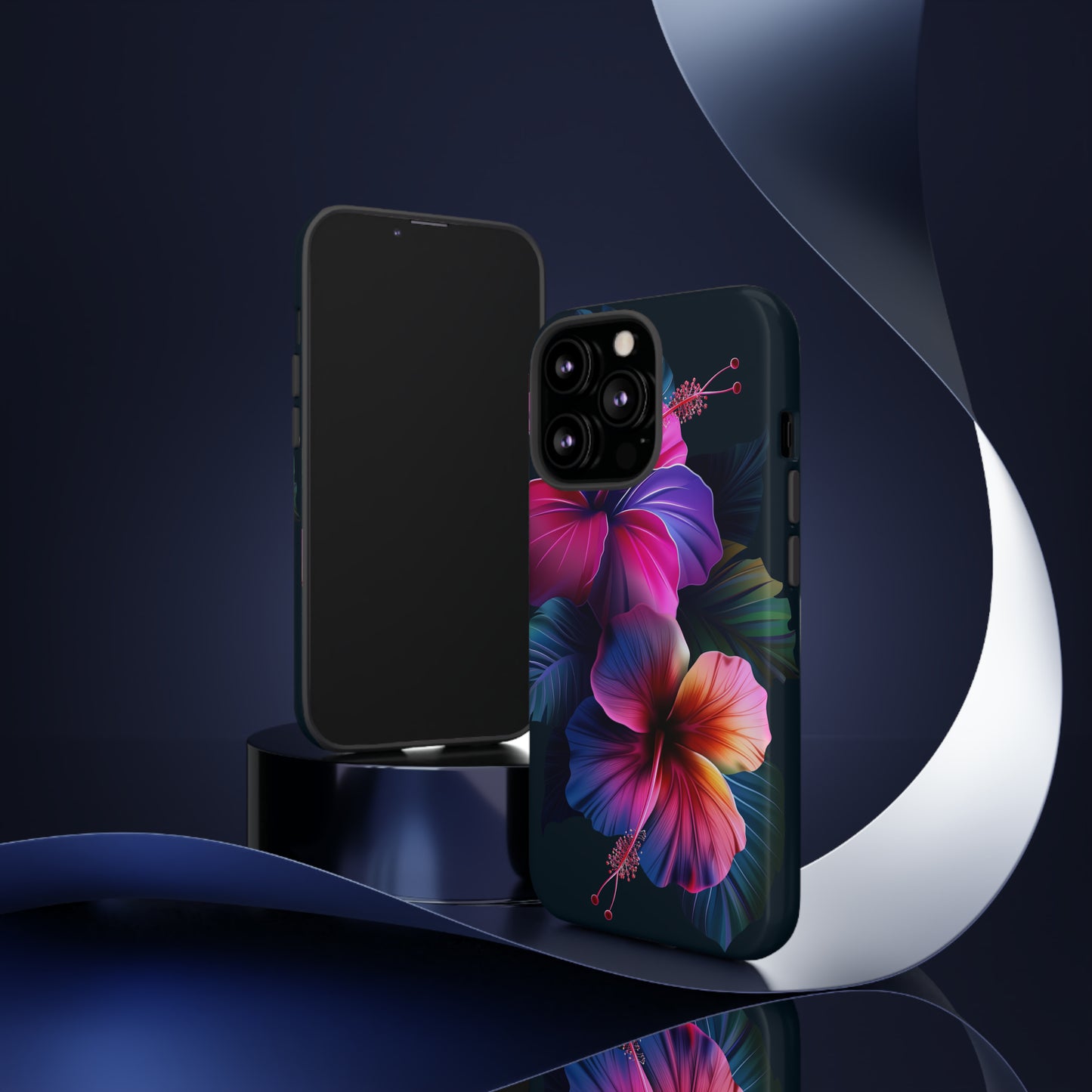 Hibiscus Neon Dark Hawaiian Tropical Phone Case, 808, Island Tropics, Wireless Compatible, Protective Cell Phone Case iPhone, Samsung, Pixel
