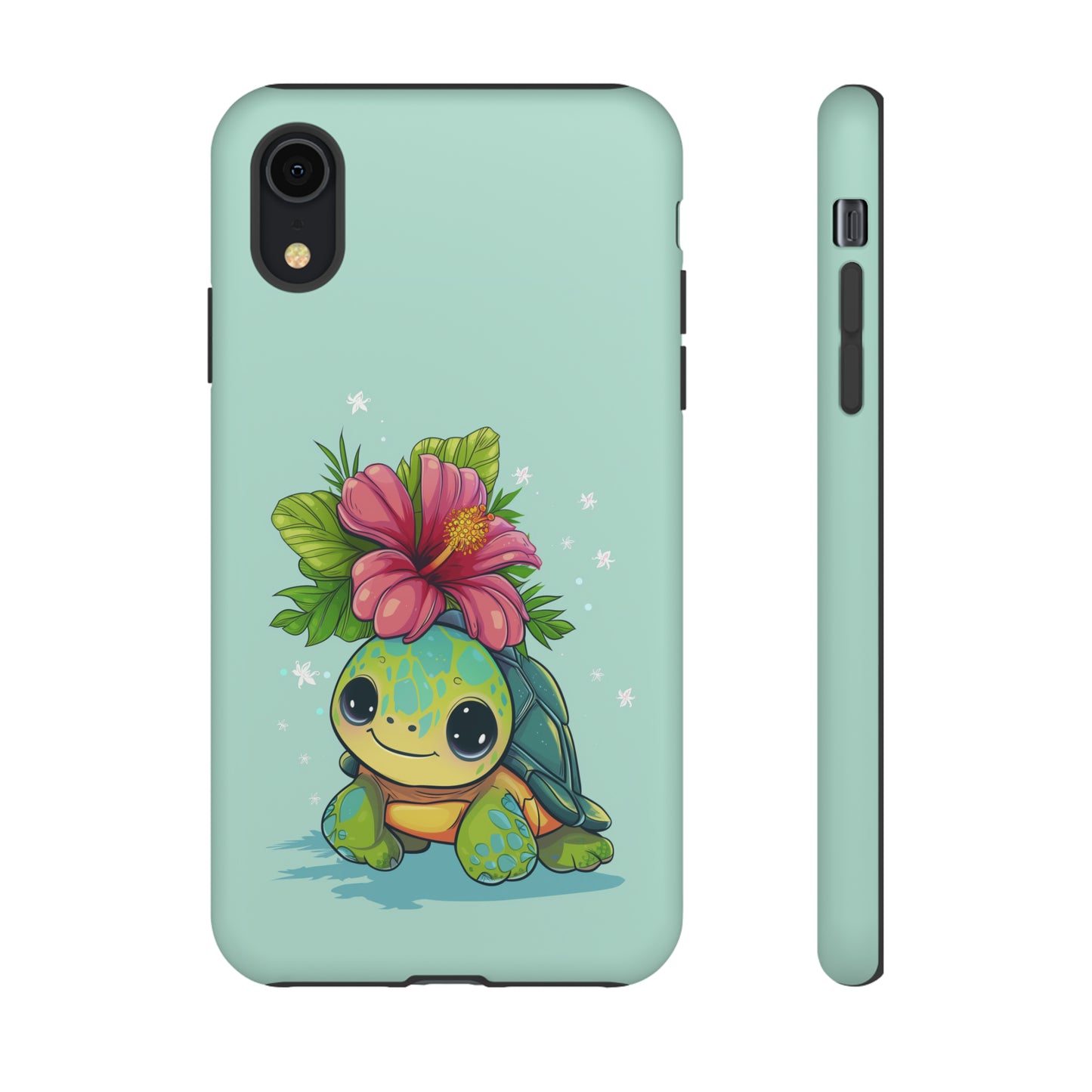 Cute Turtle Hawaiian Phone Case, Tropical, Hibiscus, Wireless Compatible, Protective Cell Phone Case for iPhone, Samsung, Pixel phones