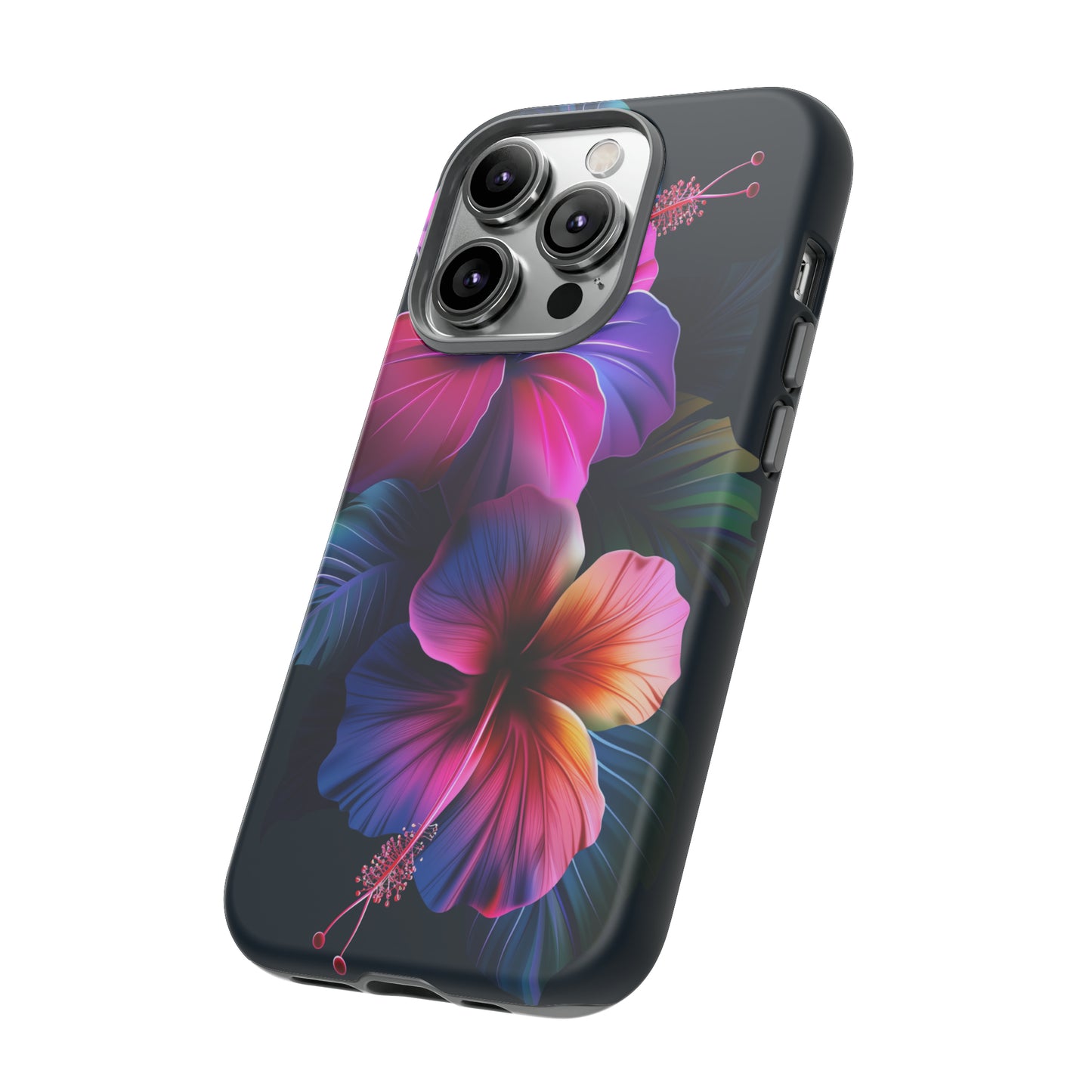 Hibiscus Neon Dark Hawaiian Tropical Phone Case, 808, Island Tropics, Wireless Compatible, Protective Cell Phone Case iPhone, Samsung, Pixel