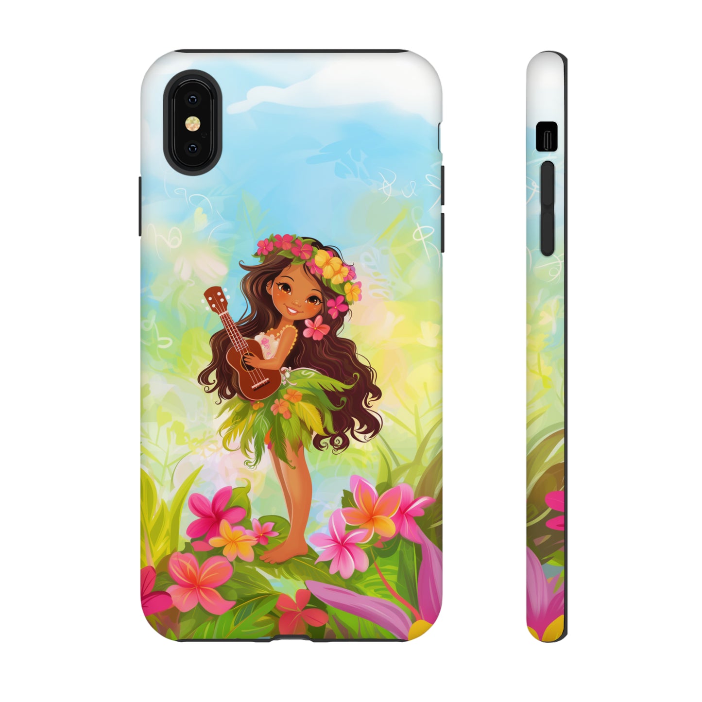 Cute Hula Girl Hawaiian Phone Case, Tropical, Hibiscus, Wireless Compatible, Protective Cell Phone Case for iPhone, Samsung, Pixel phones