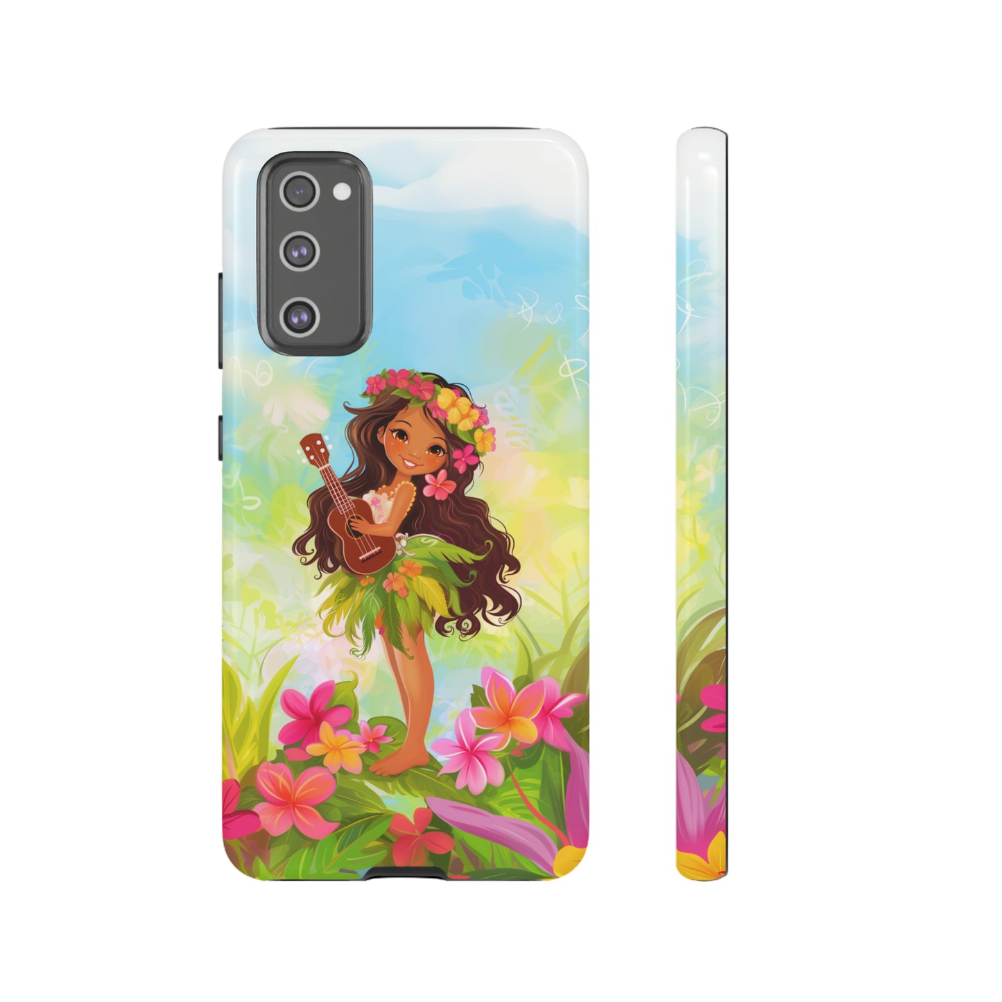Cute Hula Girl Hawaiian Phone Case, Tropical, Hibiscus, Wireless Compatible, Protective Cell Phone Case for iPhone, Samsung, Pixel phones