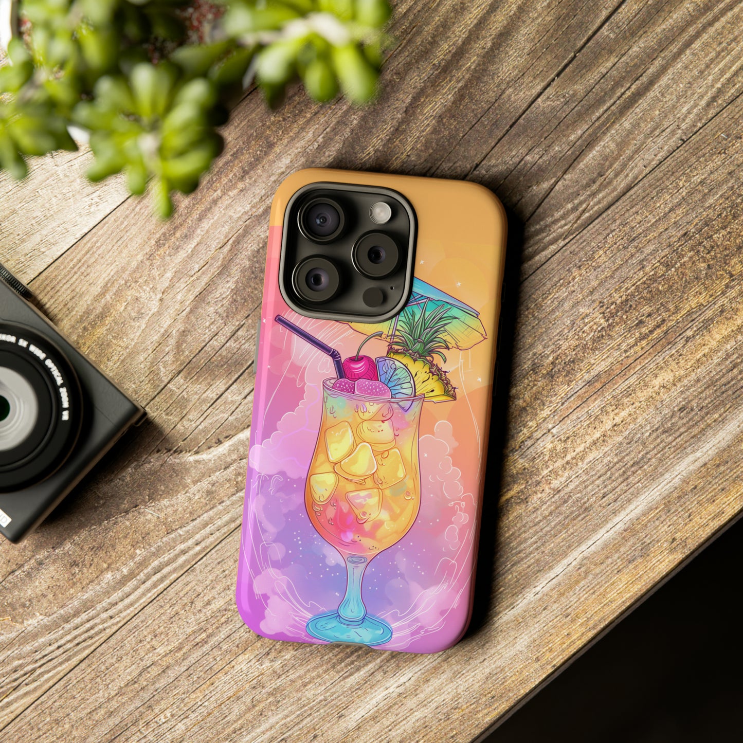 Pina Colada Cocktail Hawaiian Tropical Phone Case, Island Tropics, Wireless Compatible, Protective Cell Phone Case iPhone, Samsung, Pixel