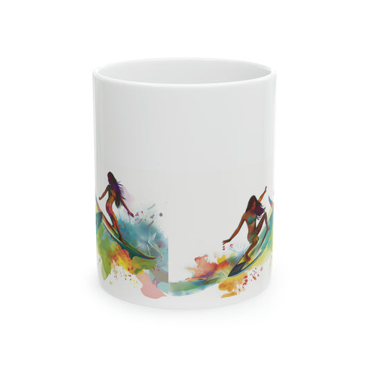 Surfer Girls 2 Wahine Hawaiian Ceramic Mug 11oz, Hawaii Mug, HI Mug, Aloha Mug, 808 Mug, Island Mug, Tropical Mug, Coffee Mug