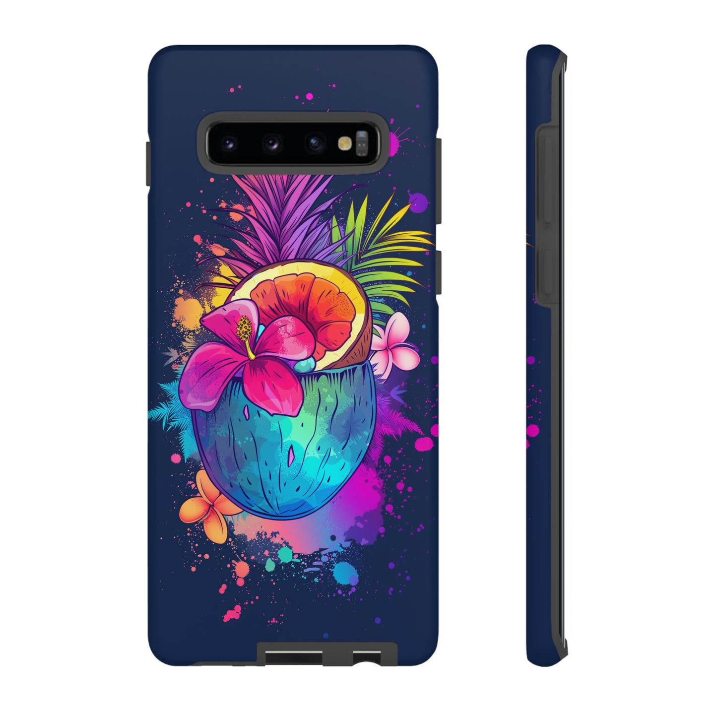 Coconut Dark Colorful Hawaiian Tropical Phone Case, Island Tropics, Wireless Compatible, Protective Cell Phone Case iPhone, Samsung, Pixel