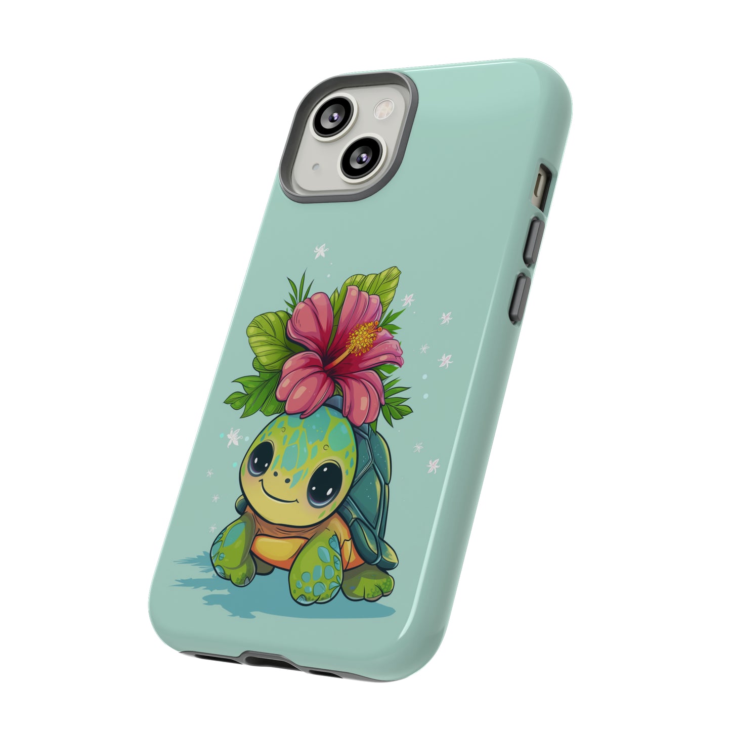 Cute Turtle Hawaiian Phone Case, Tropical, Hibiscus, Wireless Compatible, Protective Cell Phone Case for iPhone, Samsung, Pixel phones