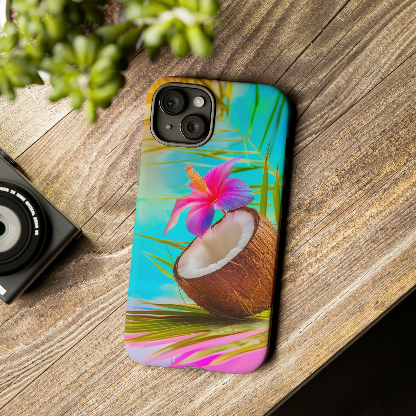 Coconut Colorful Hawaiian Tropical Phone Case, 808, Island Tropics, Wireless Compatible, Protective Cell Phone Case iPhone, Samsung, Pixel