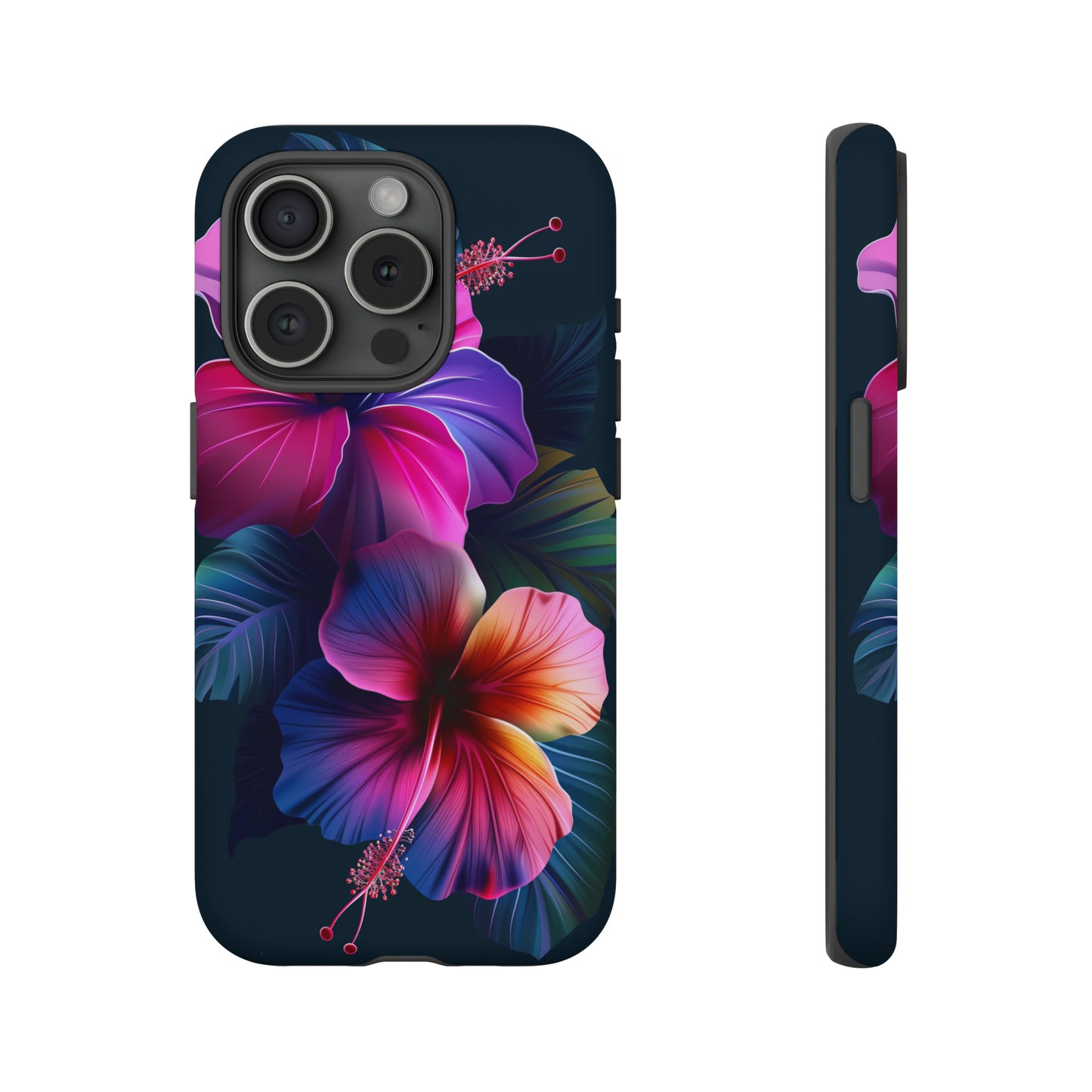 Hibiscus Neon Dark Hawaiian Tropical Phone Case, 808, Island Tropics, Wireless Compatible, Protective Cell Phone Case iPhone, Samsung, Pixel