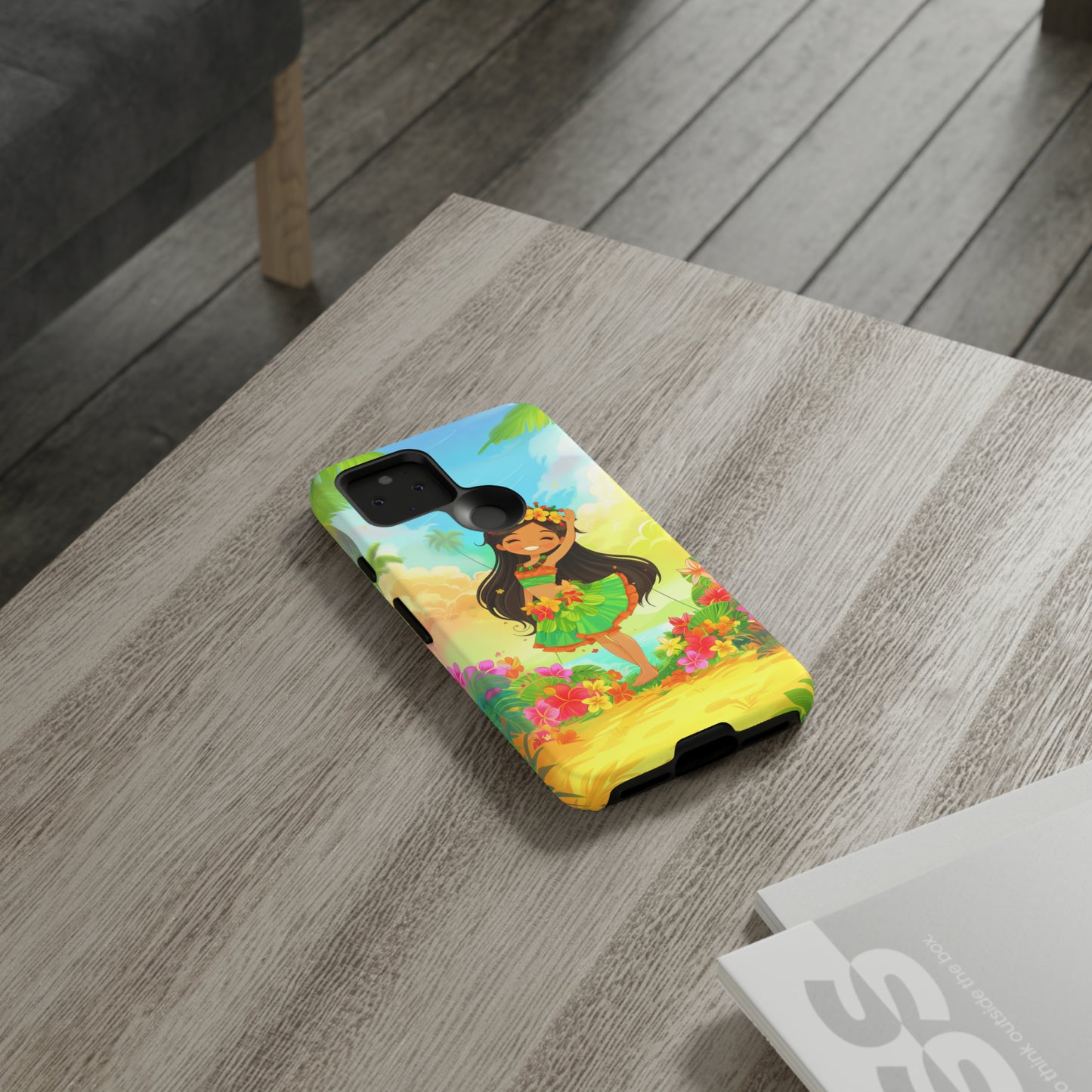 Cute Hula Girl Hawaiian Phone Case, Tropical, Hibiscus, Wireless Compatible, Protective Cell Phone Case for iPhone, Samsung, Pixel phones