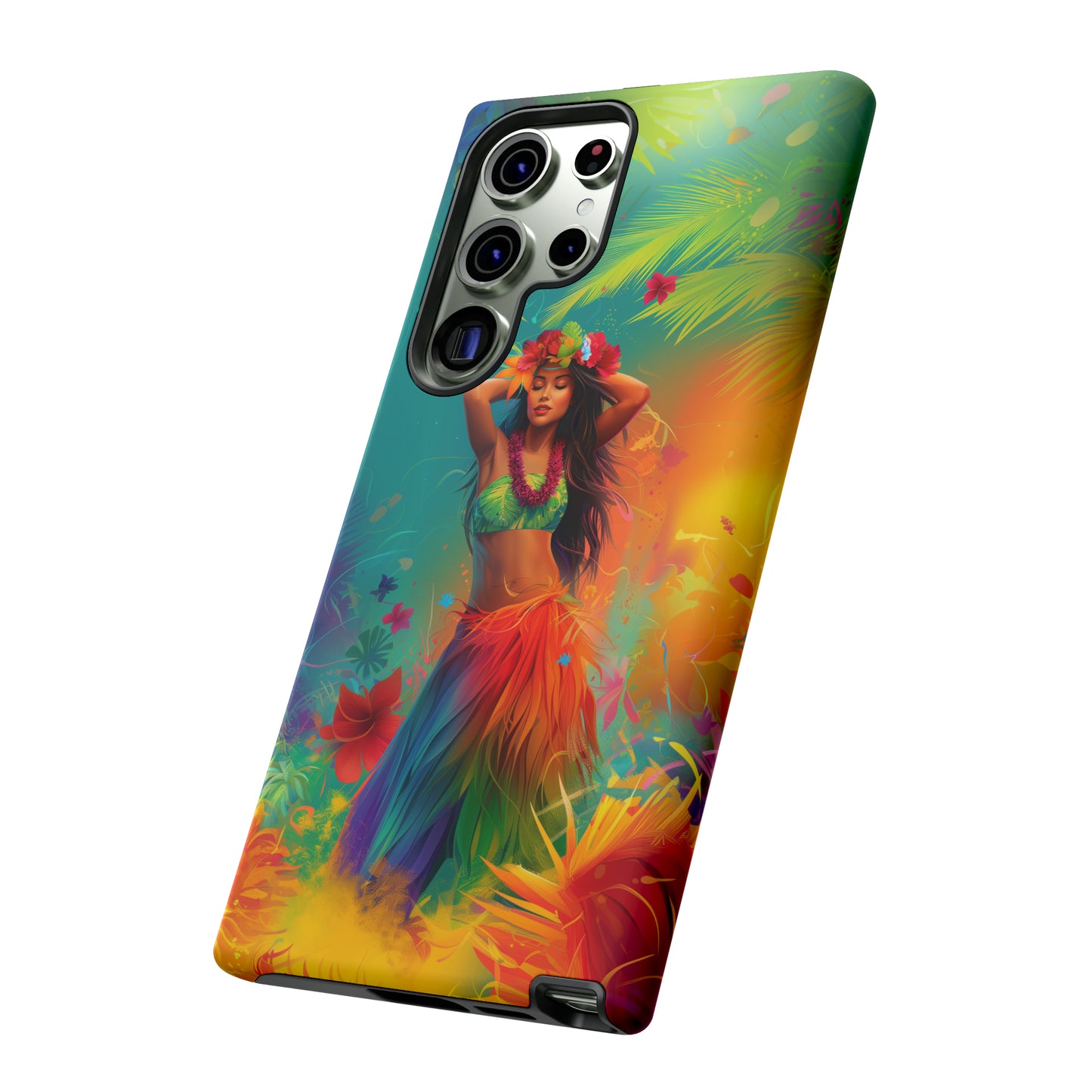Hula Girl Hawaiian Phone Case, Tropical, Hibiscus, Wireless Compatible, Protective Cell Phone Case for iPhone, Samsung, Pixel phones