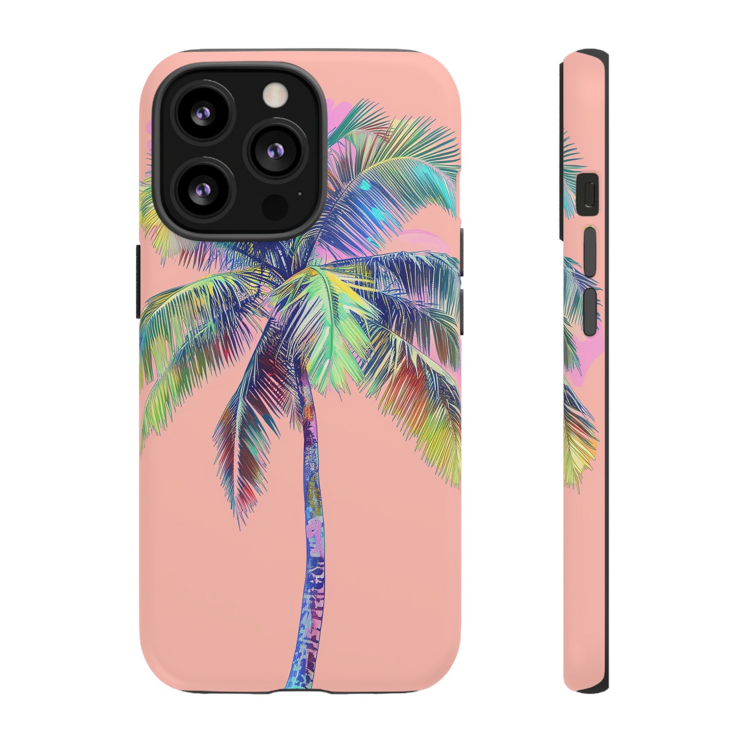 Pink Palm Tree Hawaiian Phone Case, Tropical, Hibiscus, Wireless Compatible, Protective Cell Phone Case for iPhone, Samsung, Pixel phones