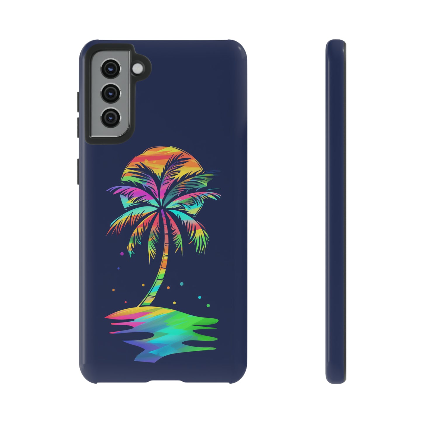 Night Palm Tree Hawaiian Phone Case, Tropical, Hibiscus, Wireless Compatible, Protective Cell Phone Case for iPhone, Samsung, Pixel phones