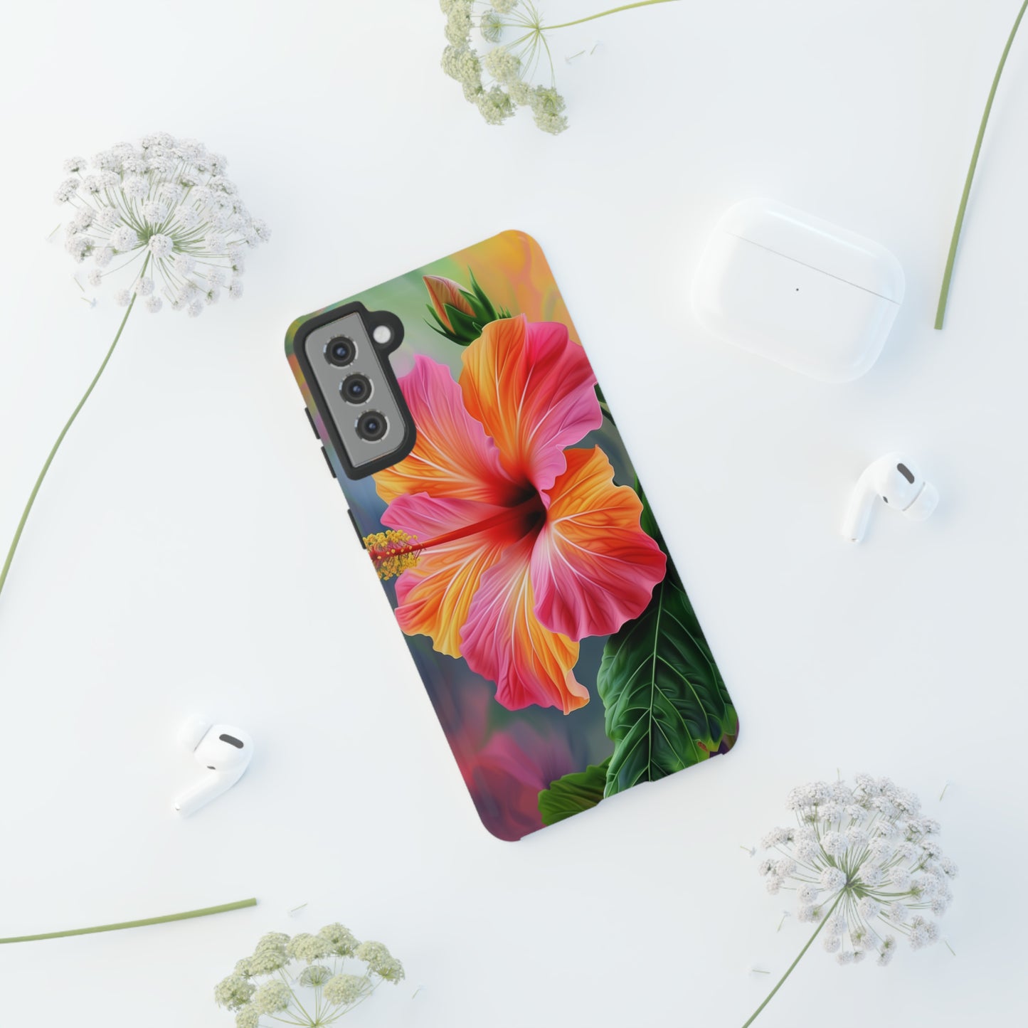 Hibiscus Flower Hawaiian Phone Case, Tropical, Wireless Compatible, Protective Cell Phone Case for iPhone, Samsung, Pixel phones
