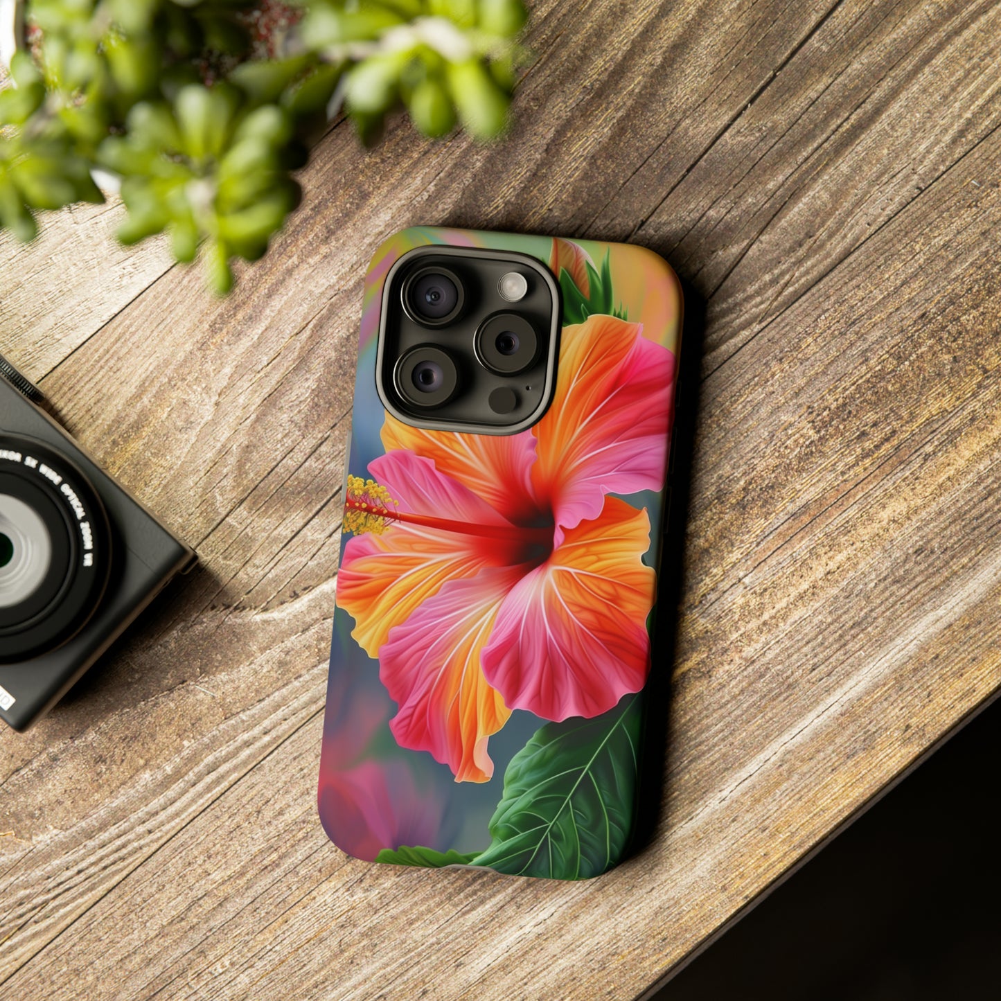 Hibiscus Flower Hawaiian Phone Case, Tropical, Wireless Compatible, Protective Cell Phone Case for iPhone, Samsung, Pixel phones