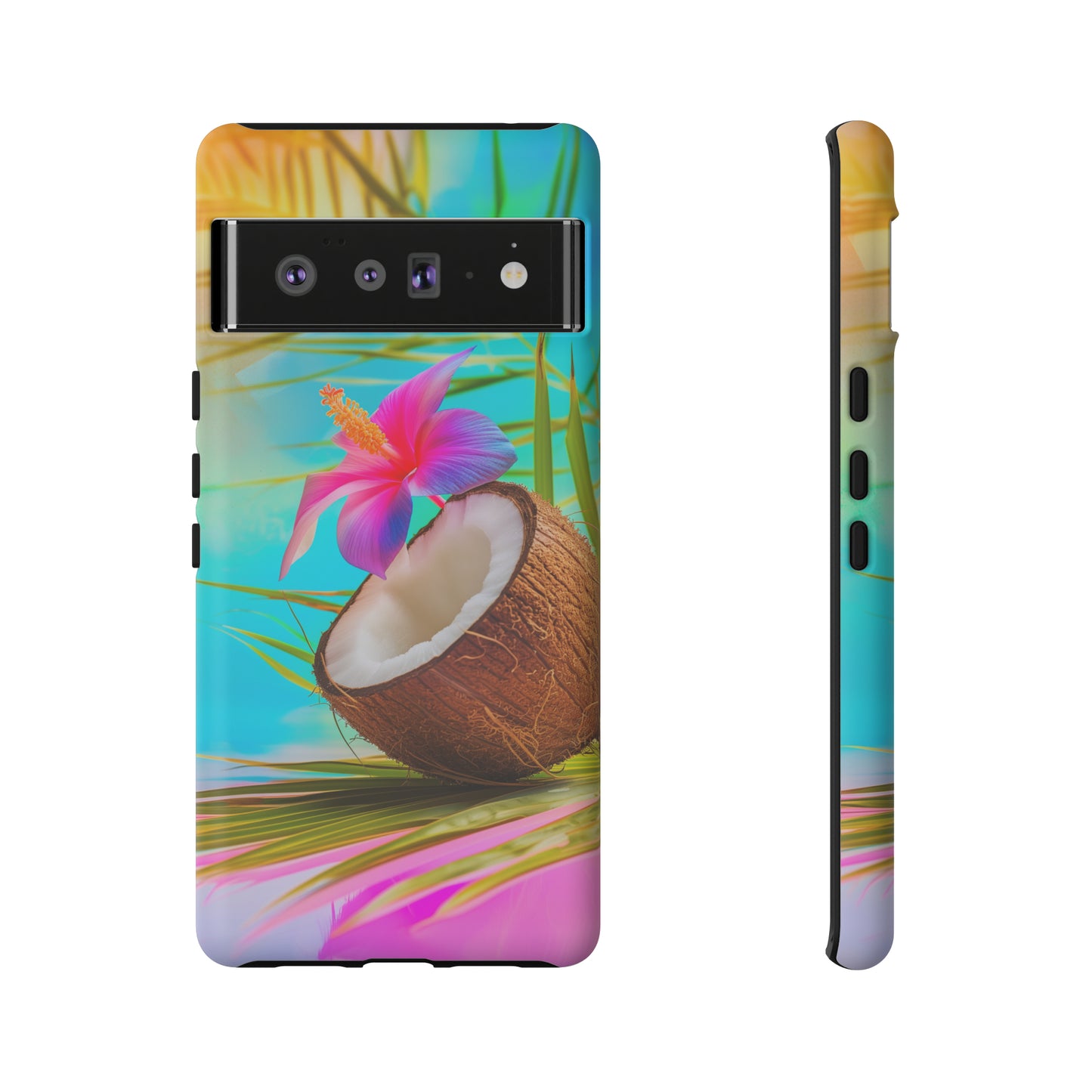 Coconut Colorful Hawaiian Tropical Phone Case, 808, Island Tropics, Wireless Compatible, Protective Cell Phone Case iPhone, Samsung, Pixel