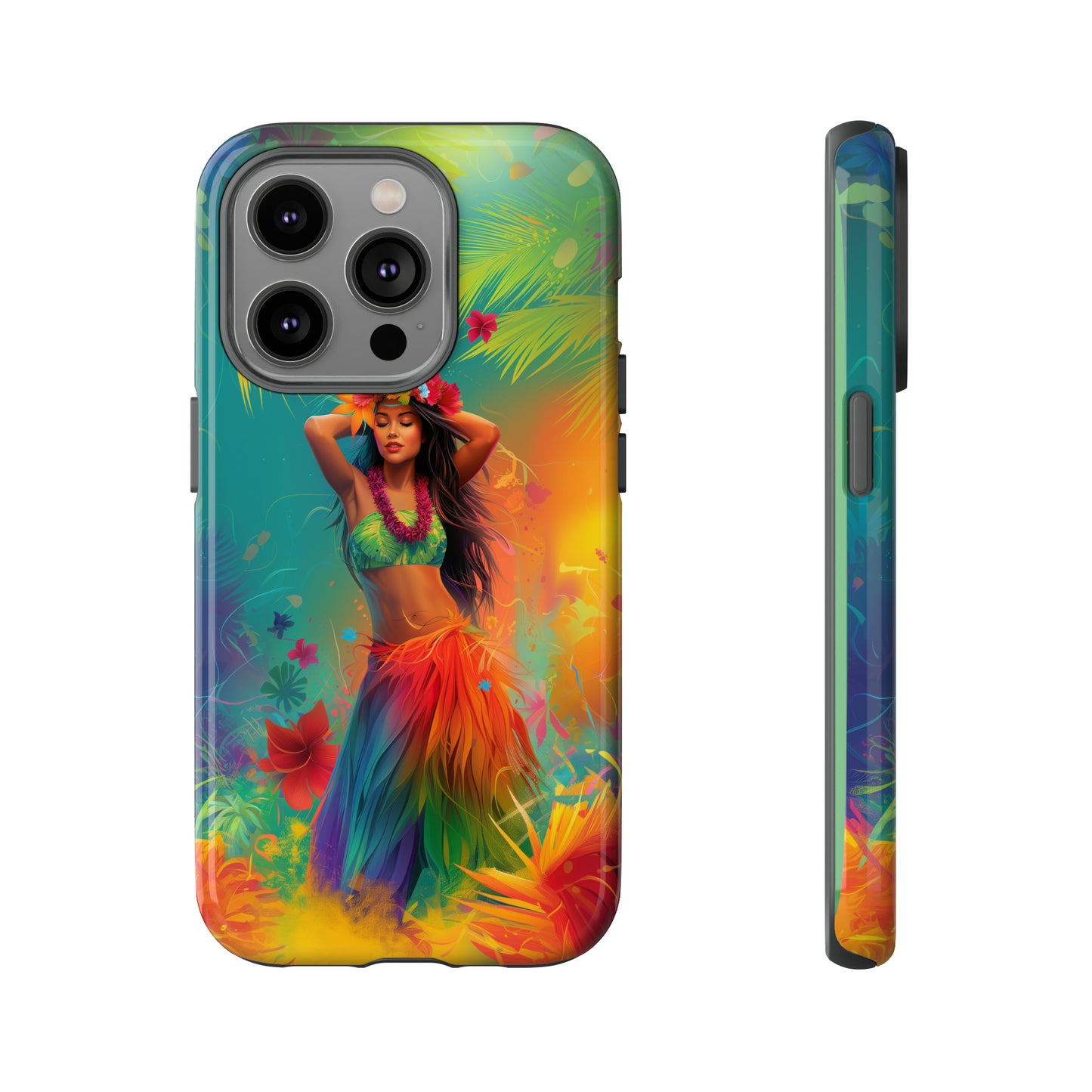 Hula Girl Hawaiian Phone Case, Tropical, Hibiscus, Wireless Compatible, Protective Cell Phone Case for iPhone, Samsung, Pixel phones