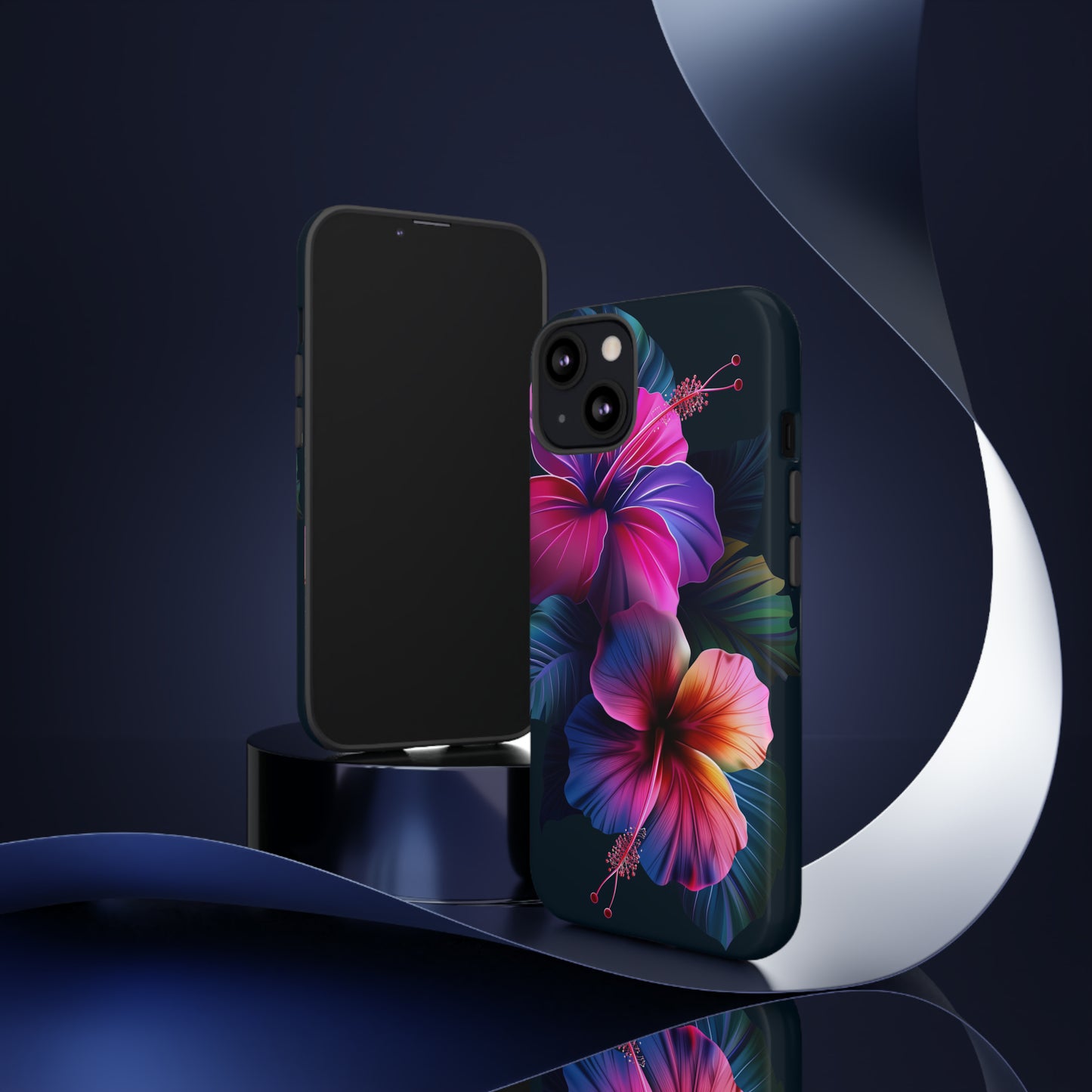 Hibiscus Neon Dark Hawaiian Tropical Phone Case, 808, Island Tropics, Wireless Compatible, Protective Cell Phone Case iPhone, Samsung, Pixel