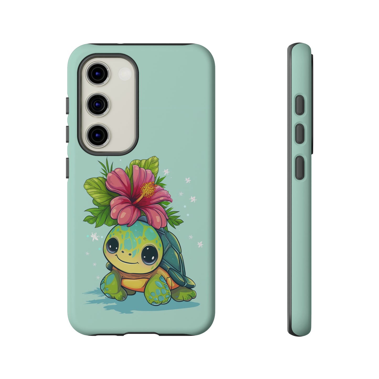 Cute Turtle Hawaiian Phone Case, Tropical, Hibiscus, Wireless Compatible, Protective Cell Phone Case for iPhone, Samsung, Pixel phones