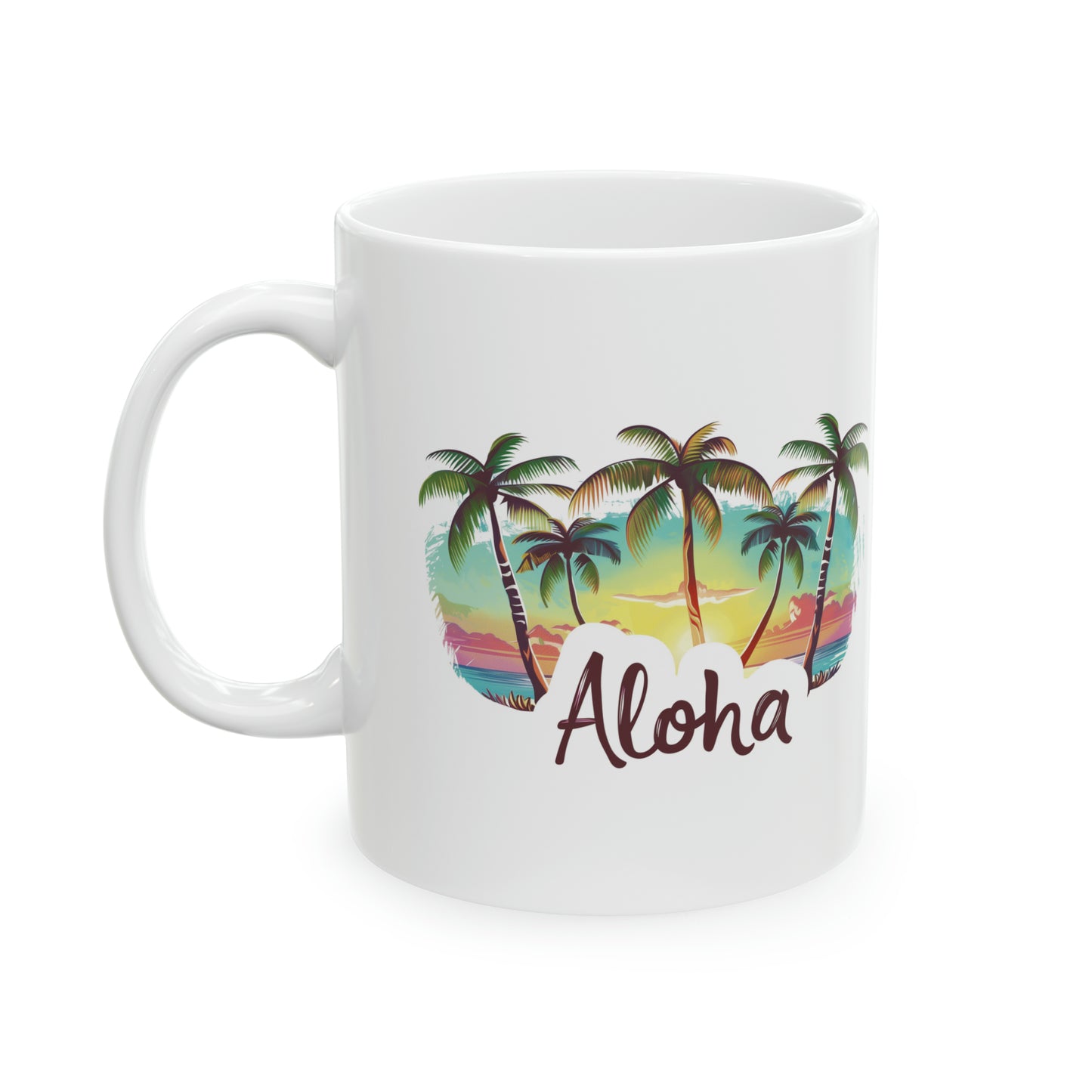 Aloha Sunset Hawaiian Ceramic Mug 11oz, Hawaii Mug, HI Mug, Aloha Mug, 808 Mug, Island Mug, Tropical Mug, Coffee Mug