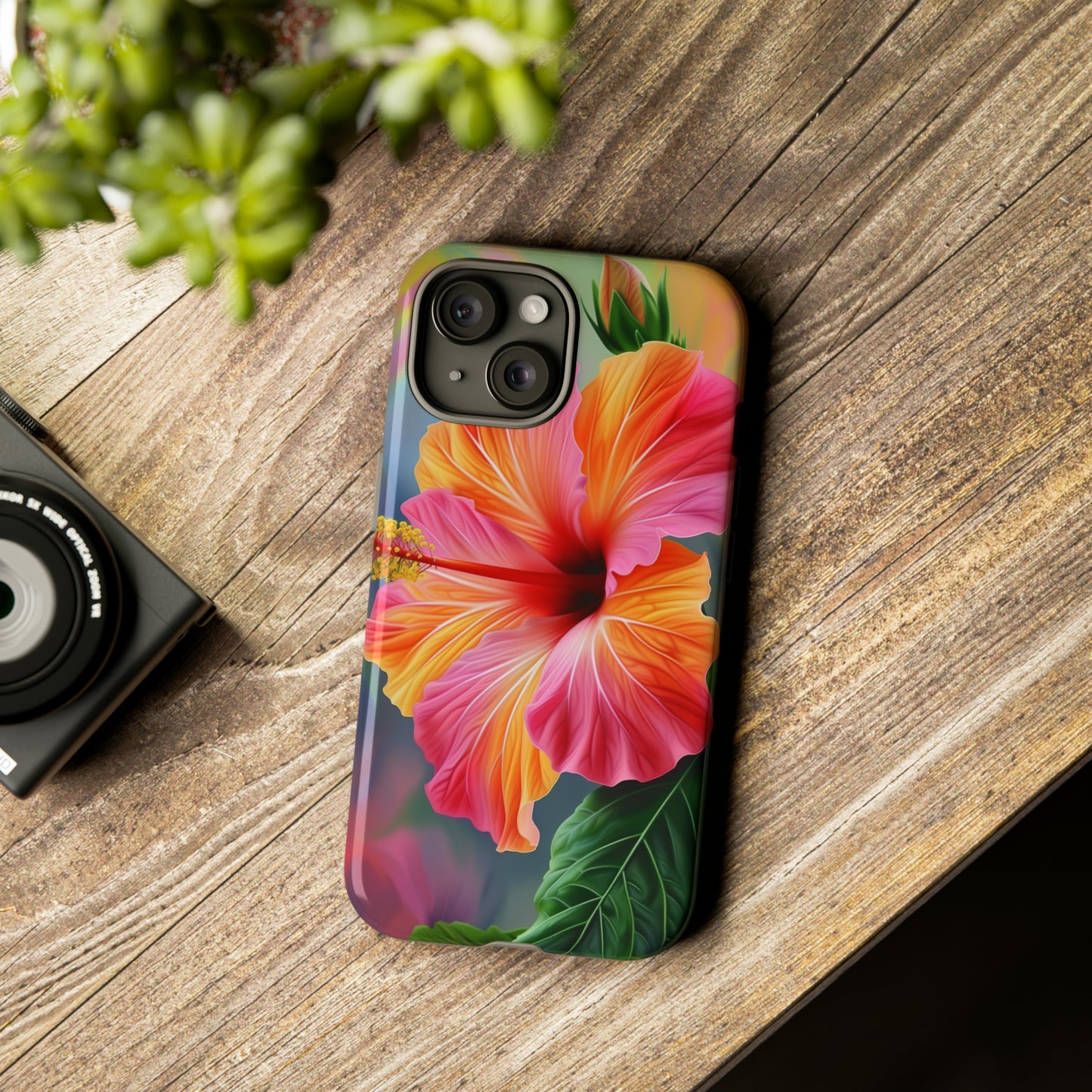 Hibiscus Flower Hawaiian Phone Case, Tropical, Wireless Compatible, Protective Cell Phone Case for iPhone, Samsung, Pixel phones
