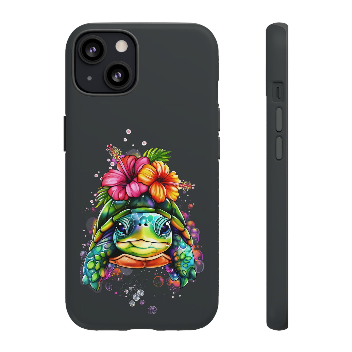 Color Splash Turtle Hawaiian Phone Case, Tropical, Hibiscus, Wireless Compatible, Protective Cell Phone Case for iPhone, Samsung, Pixel