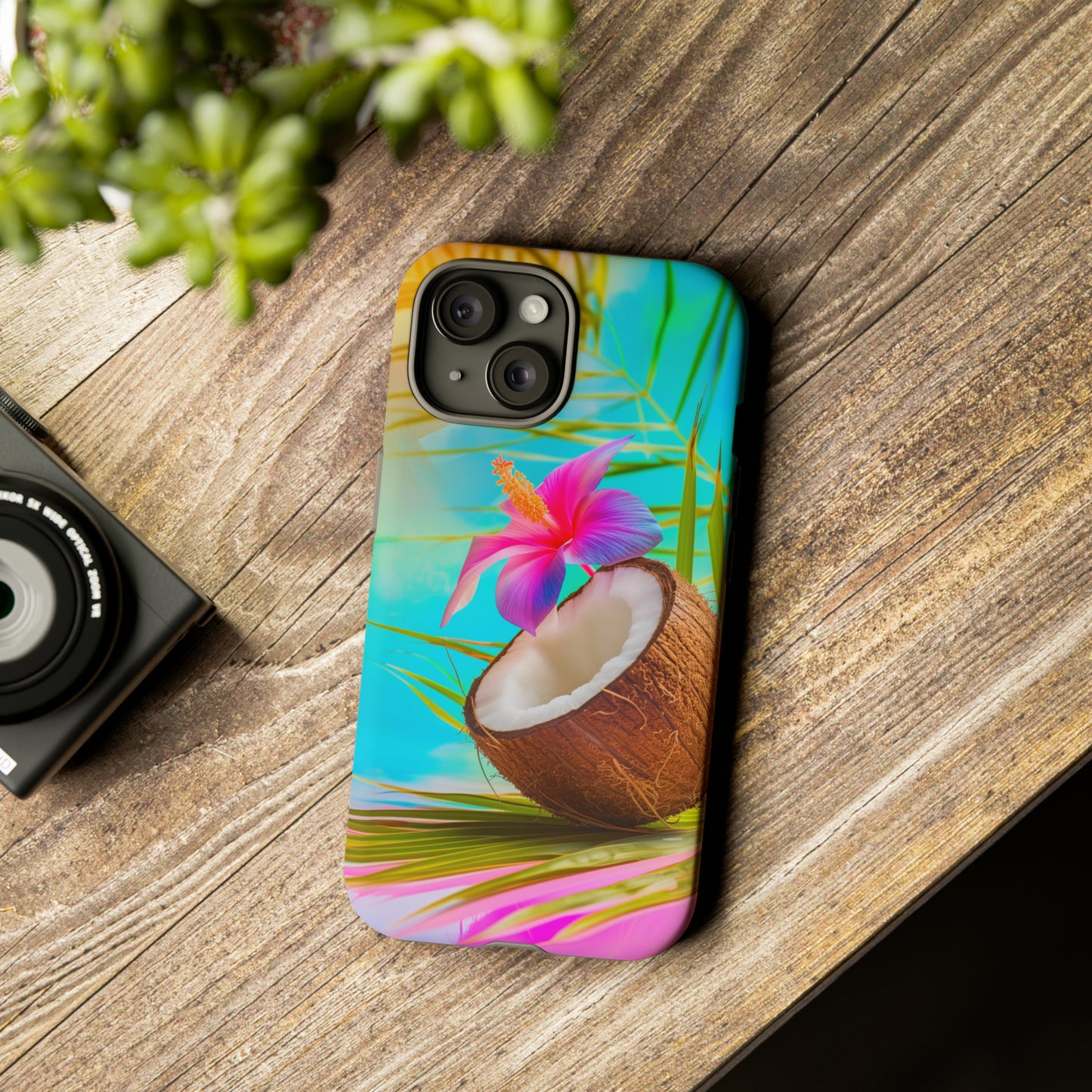 Coconut Colorful Hawaiian Tropical Phone Case, 808, Island Tropics, Wireless Compatible, Protective Cell Phone Case iPhone, Samsung, Pixel
