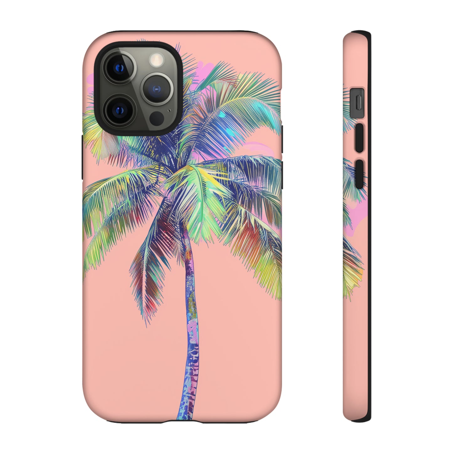 Pink Palm Tree Hawaiian Phone Case, Tropical, Hibiscus, Wireless Compatible, Protective Cell Phone Case for iPhone, Samsung, Pixel phones